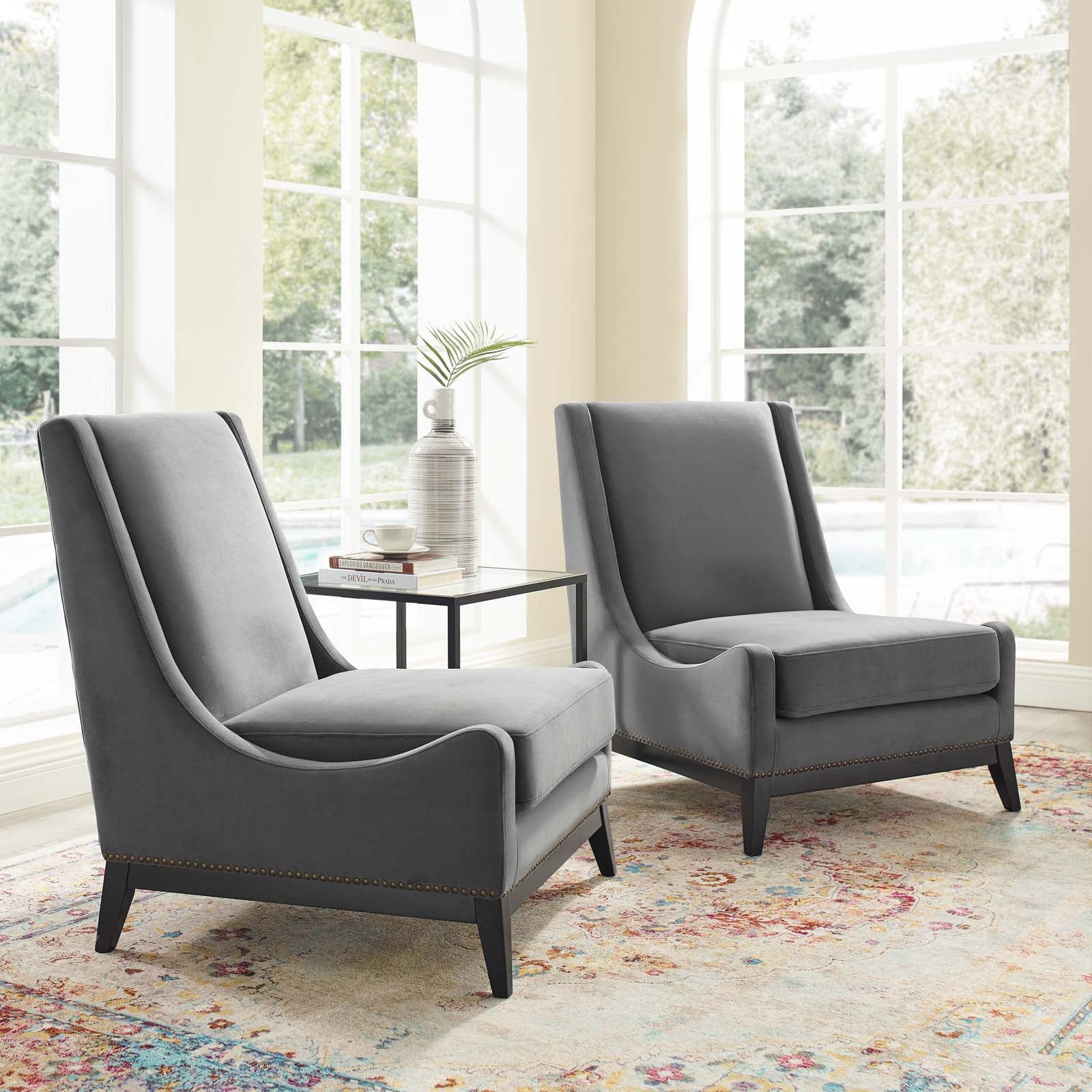 Confident Lounge Chair Upholstered Performance Velvet Set of 2 - East Shore Modern Home Furnishings