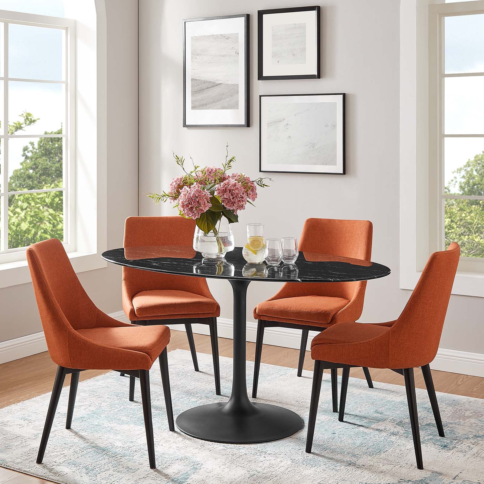 Lippa 60" Artificial Marble Oval Dining Table - East Shore Modern Home Furnishings