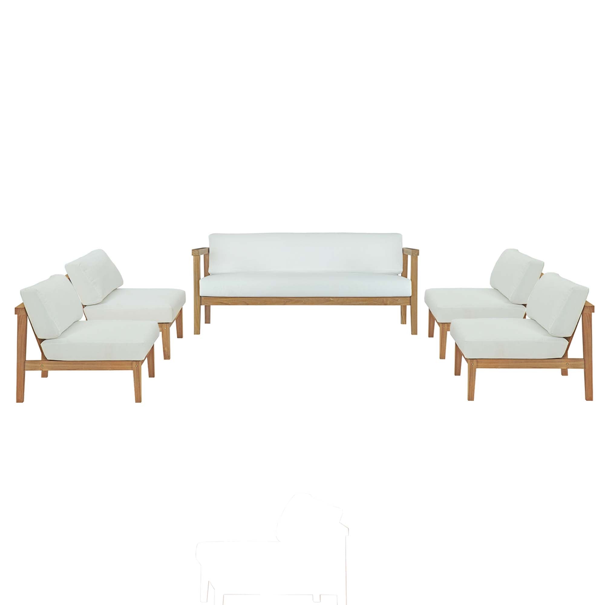 Bayport 5 Piece Outdoor Patio Teak Set by Modway - East Shore Modern Home Furnishings