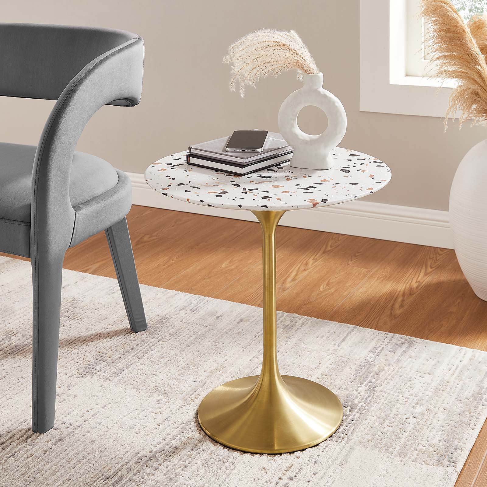 Lippa 20" Round Terrazzo Side Table - East Shore Modern Home Furnishings