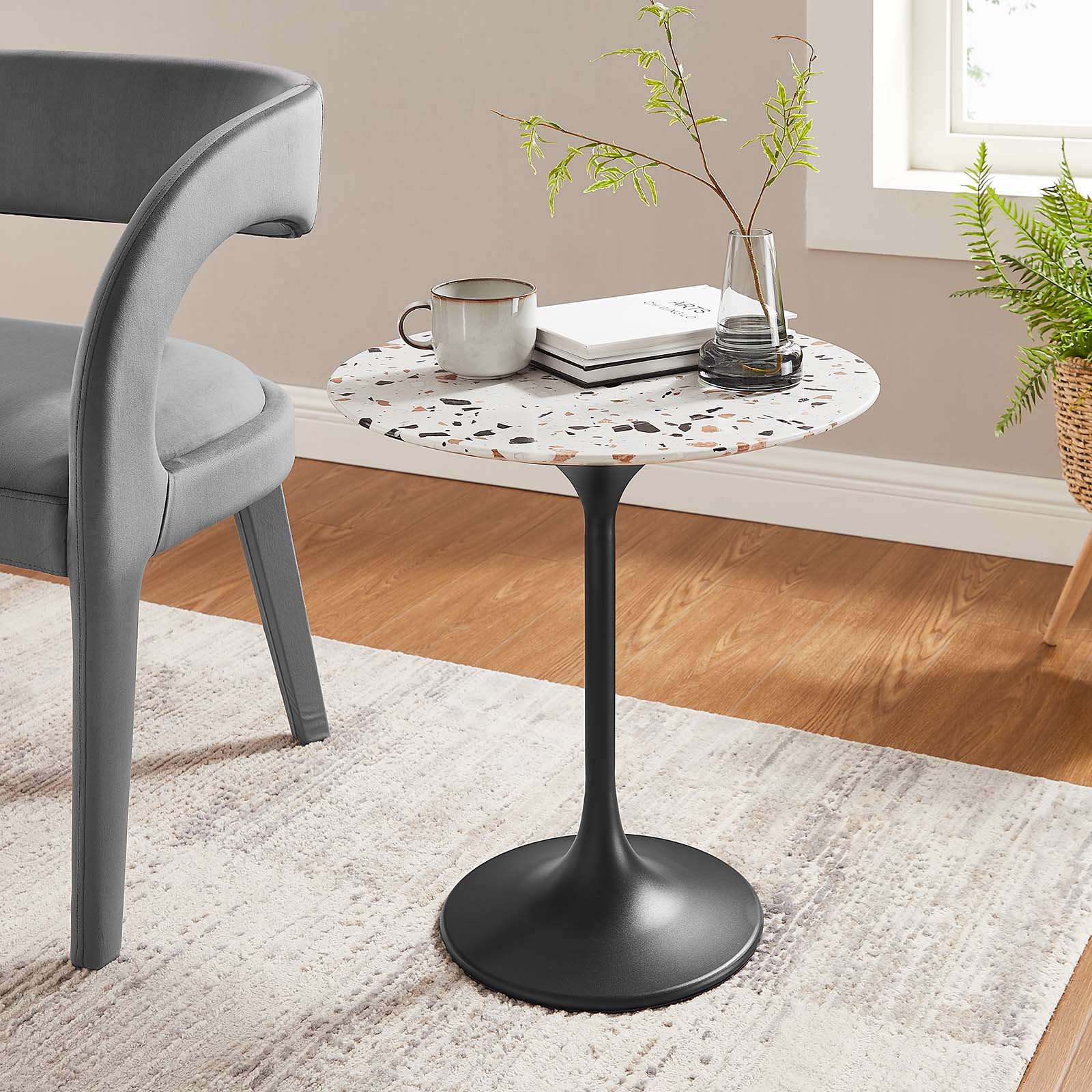Lippa 20" Round Terrazzo Side Table - East Shore Modern Home Furnishings