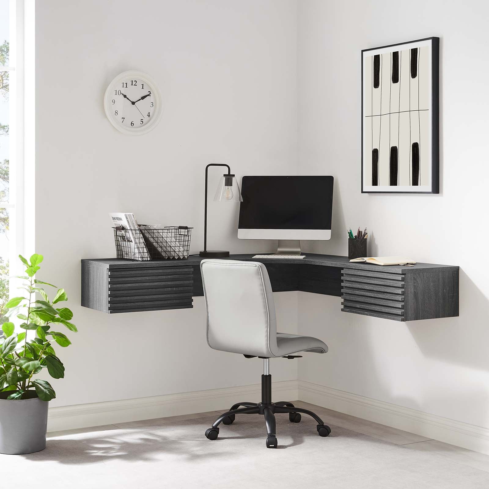 Render Wall Mount Corner Office Desk - East Shore Modern Home Furnishings