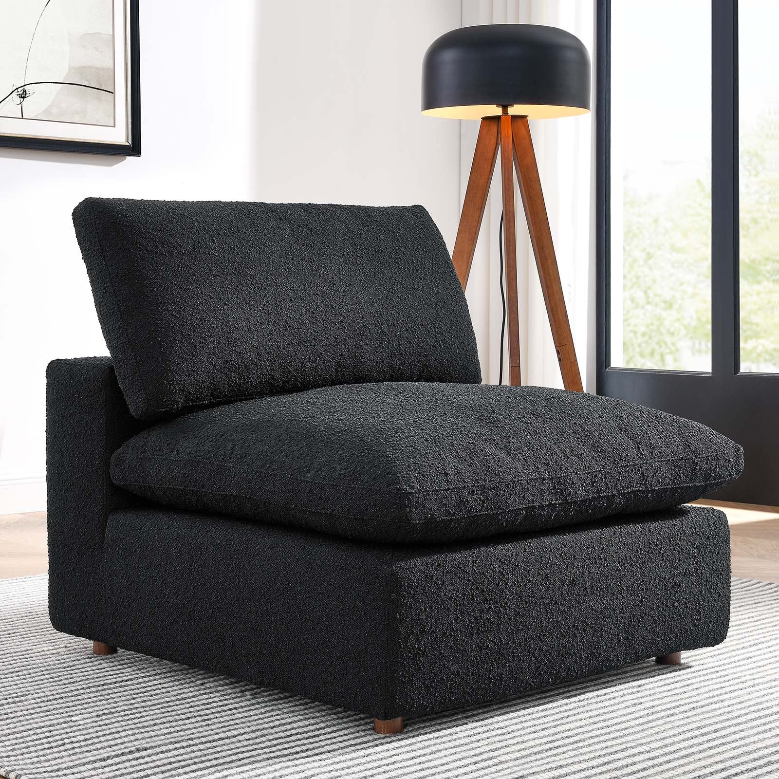 Commix Down Filled Overstuffed Boucle Fabric Armless Chair - East Shore Modern Home Furnishings