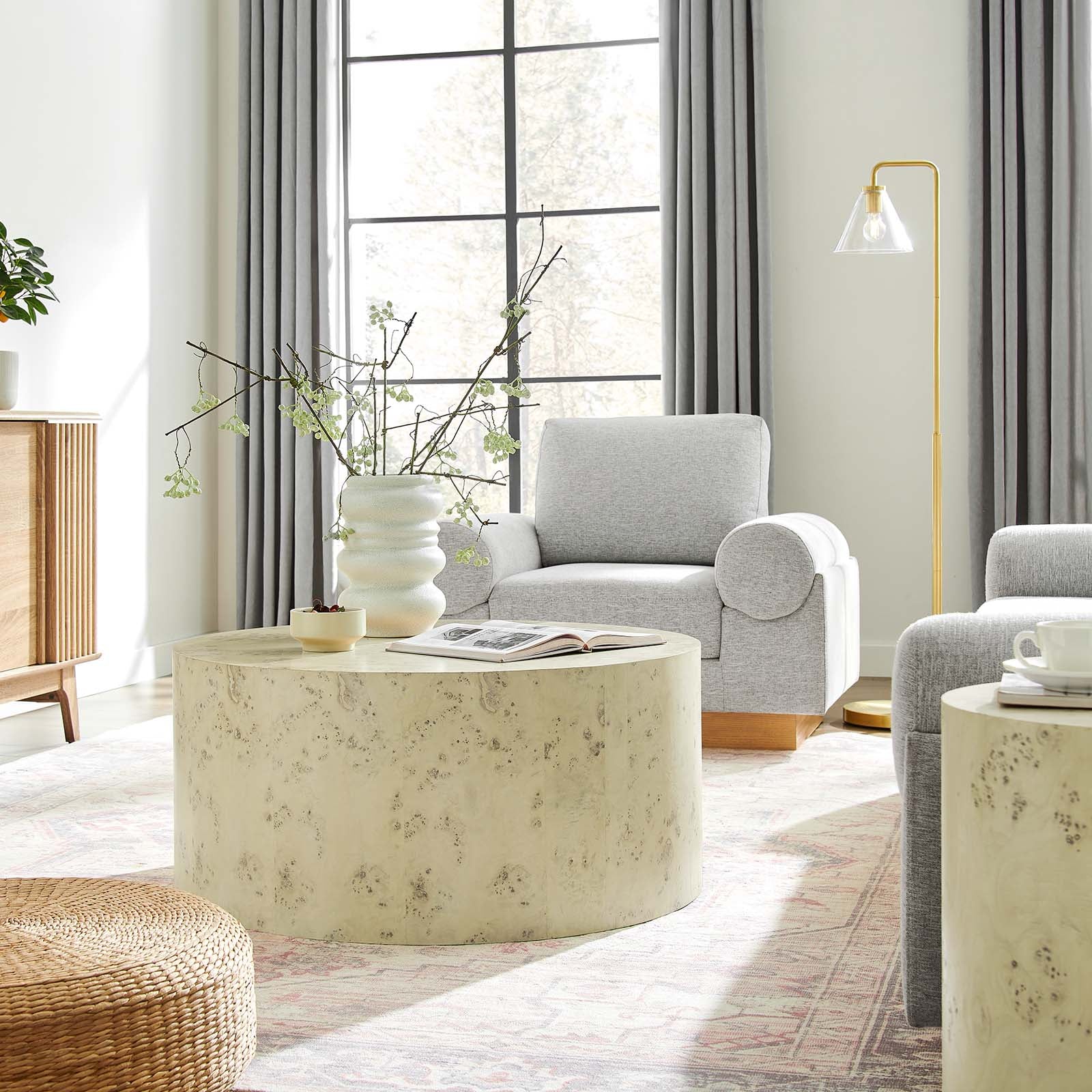 Cosmos 35" Round Burl Wood Coffee Table - East Shore Modern Home Furnishings