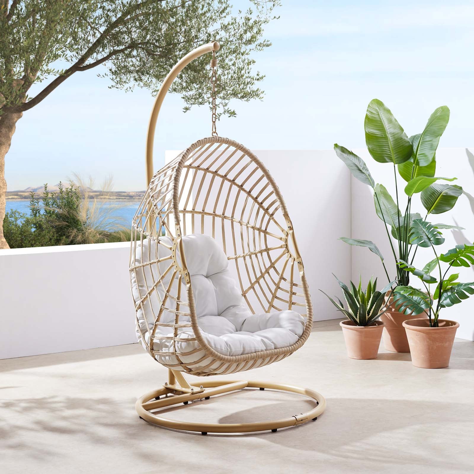 Amalie Wicker Rattan Outdoor Patio Rattan Swing Chair - East Shore Modern Home Furnishings