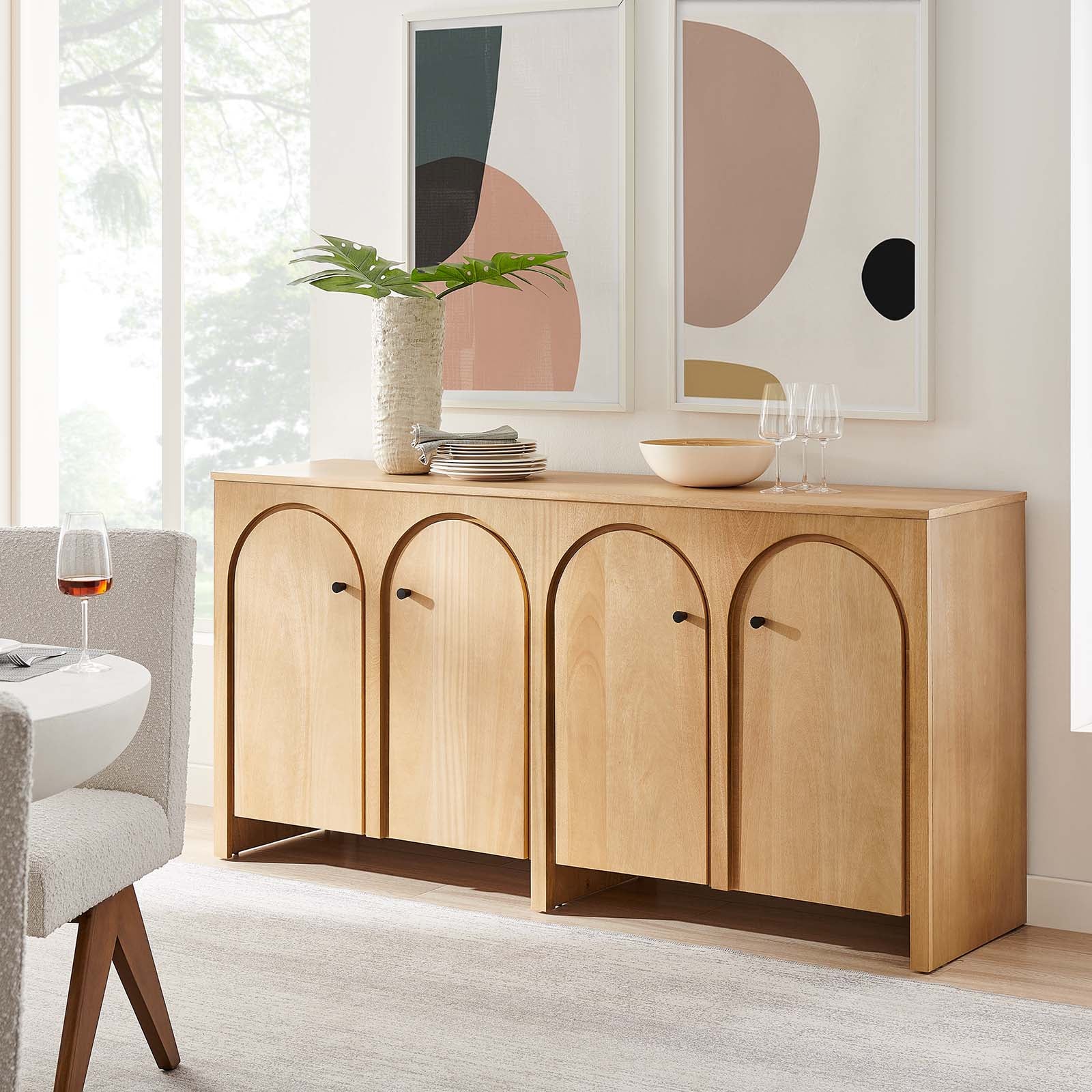 Appia Wood Grain 4-Door Sideboard Storage Cabinet - East Shore Modern Home Furnishings