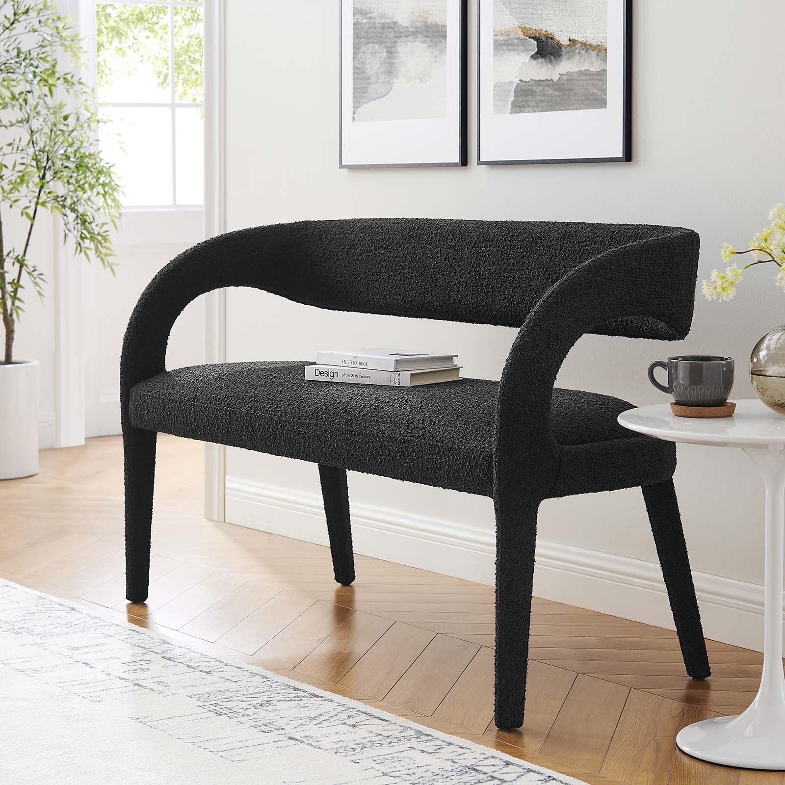 Pinnacle Boucle Fabric Accent Bench - East Shore Modern Home Furnishings