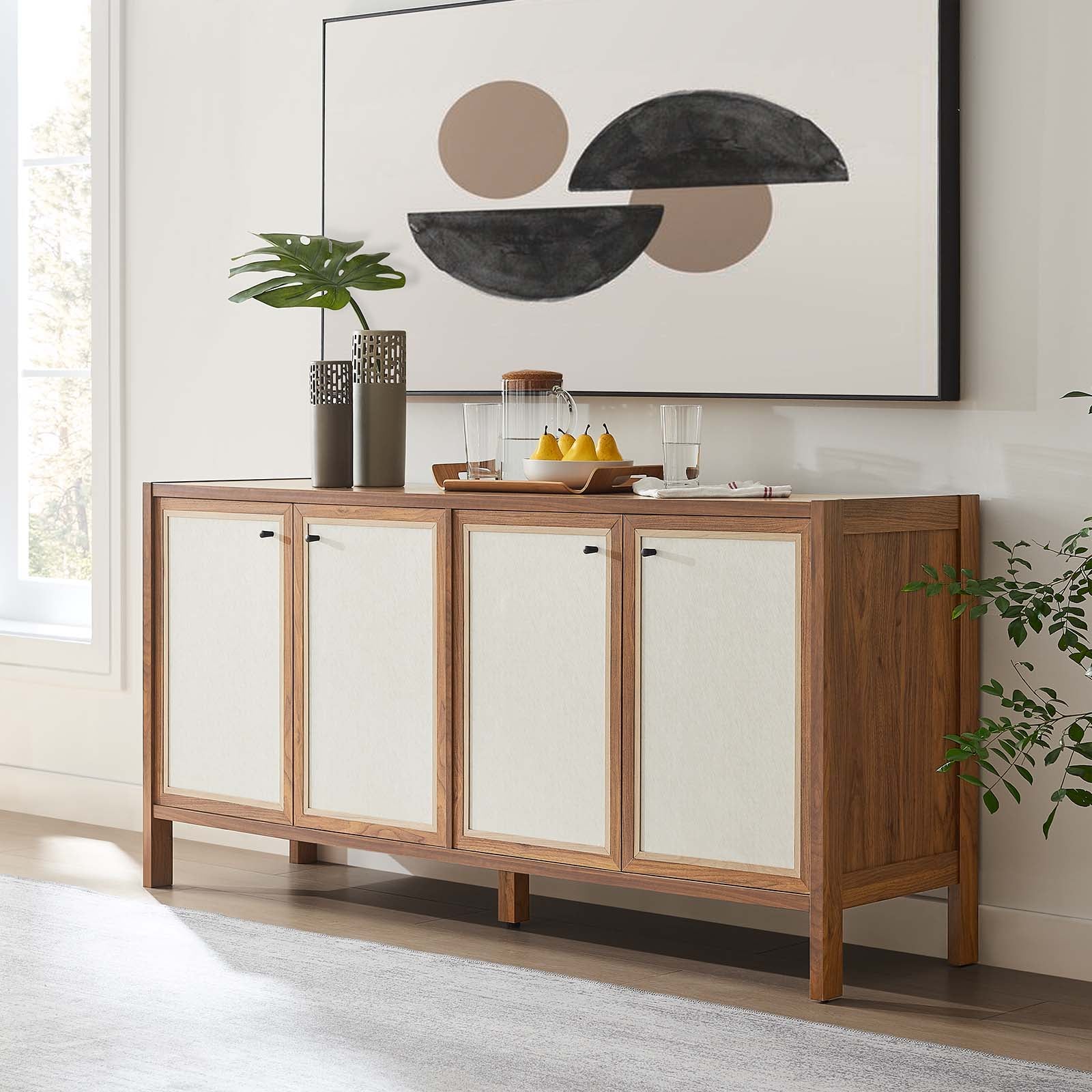 Capri 65" Wood Grain Sideboard Storage Cabinet - East Shore Modern Home Furnishings