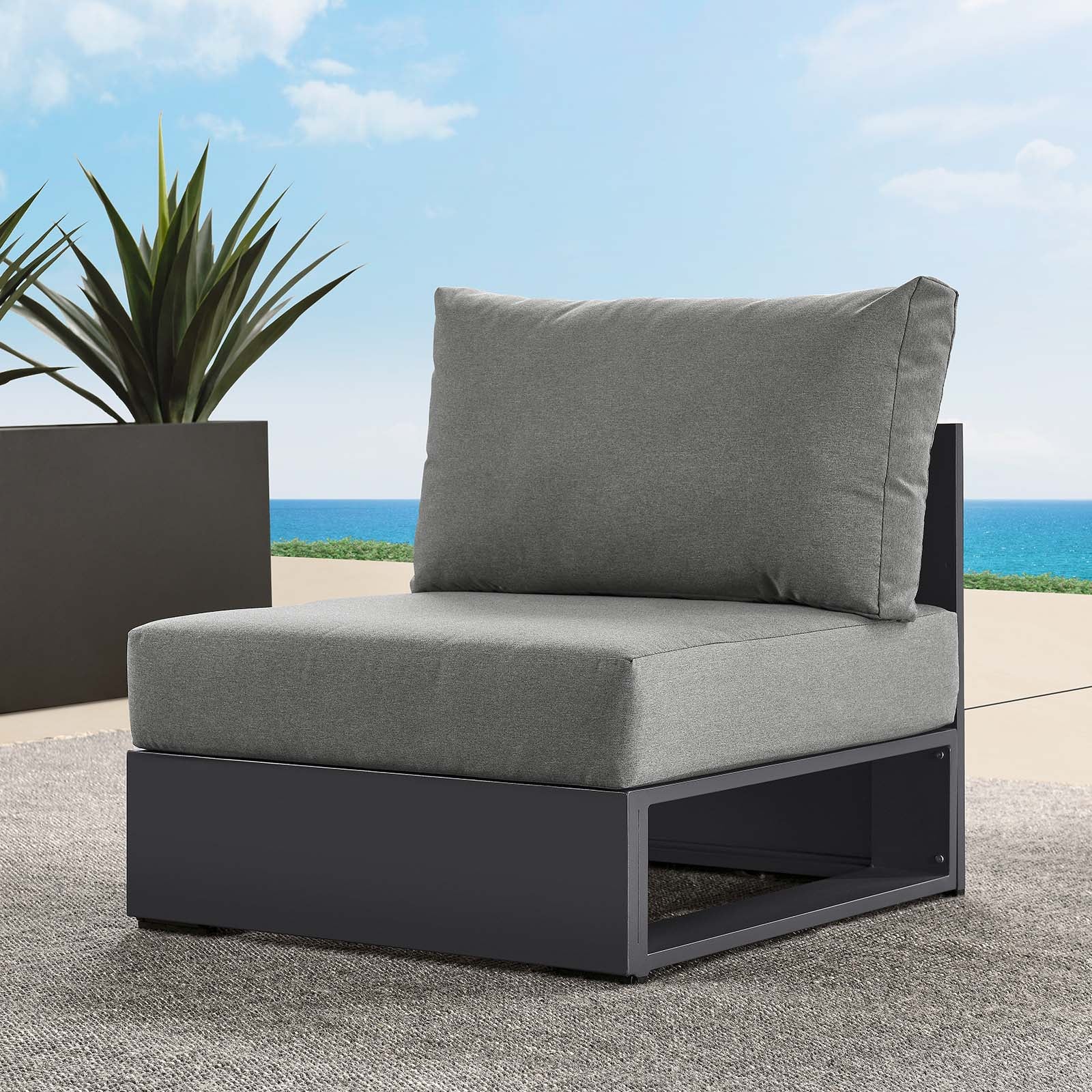 Tahoe Outdoor Patio Powder-Coated Aluminum Modular Armless Chair - East Shore Modern Home Furnishings