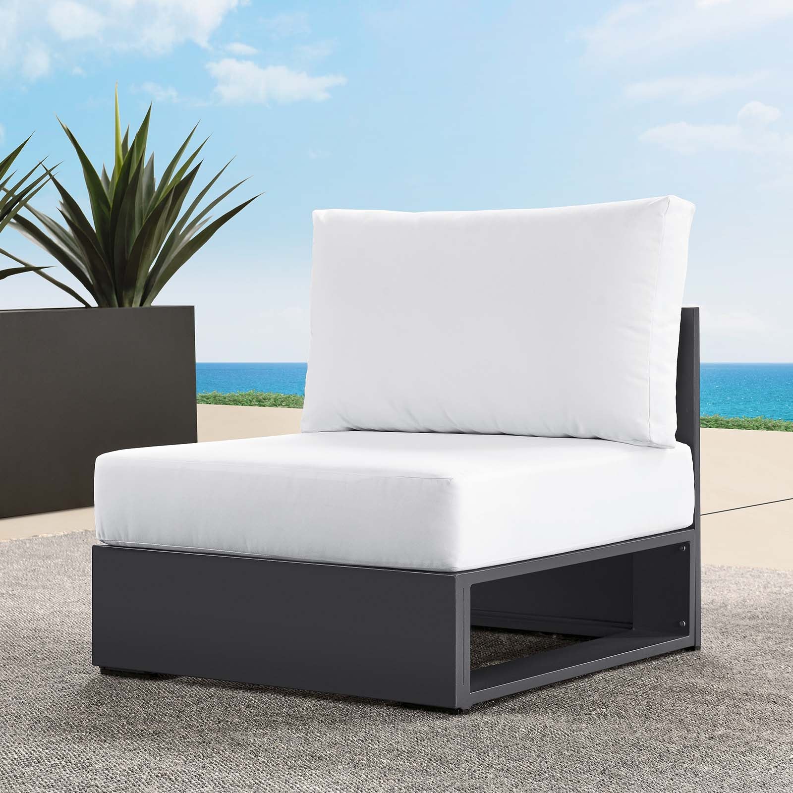 Tahoe Outdoor Patio Powder-Coated Aluminum Modular Armless Chair - East Shore Modern Home Furnishings