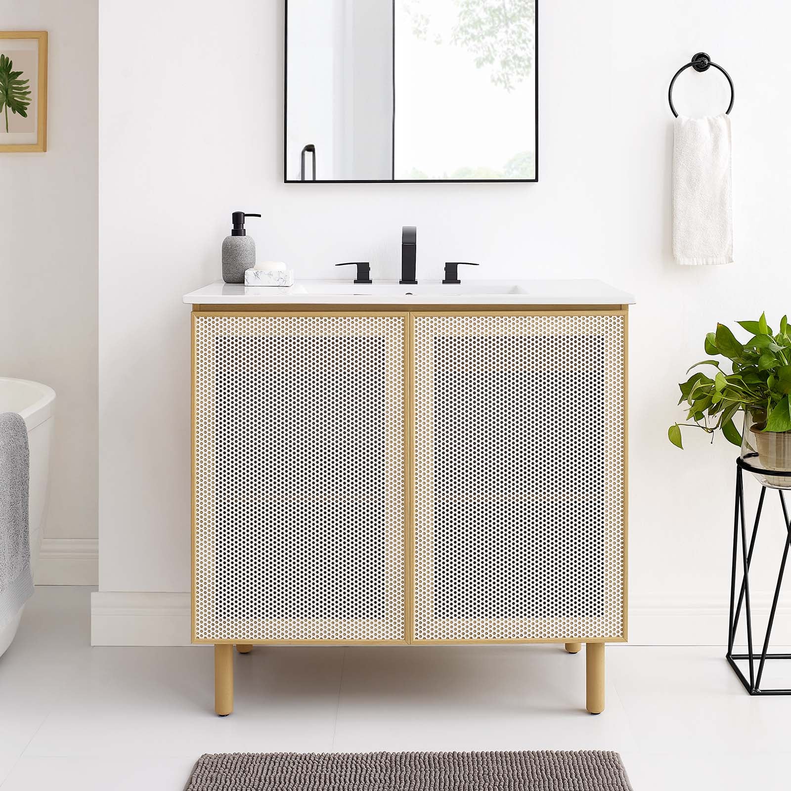 Calla 36" Perforated Metal Bathroom Vanity Cabinet (Sink Basin Not Included) - East Shore Modern Home Furnishings