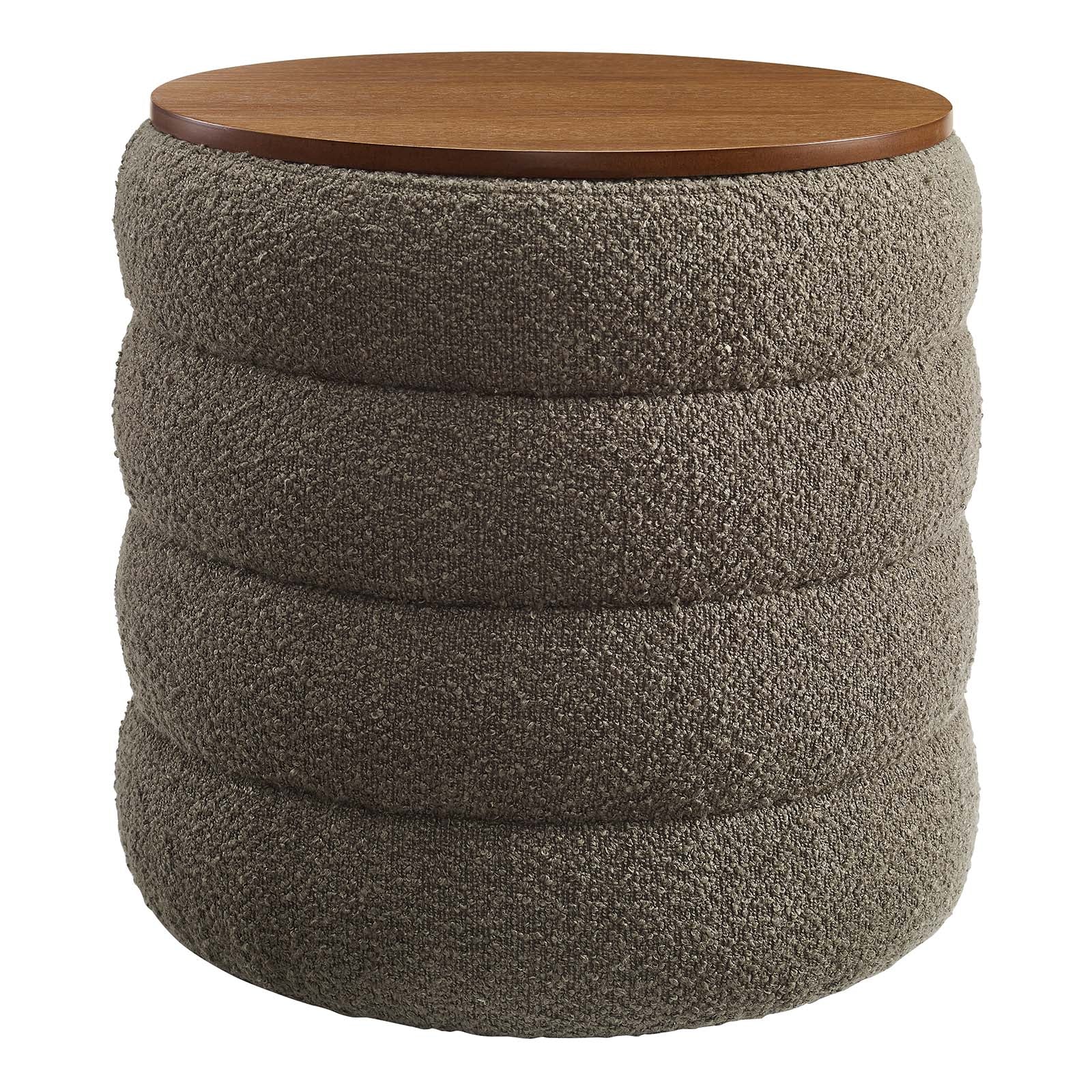 Mezzo Round Boucle Fabric Storage Ottoman