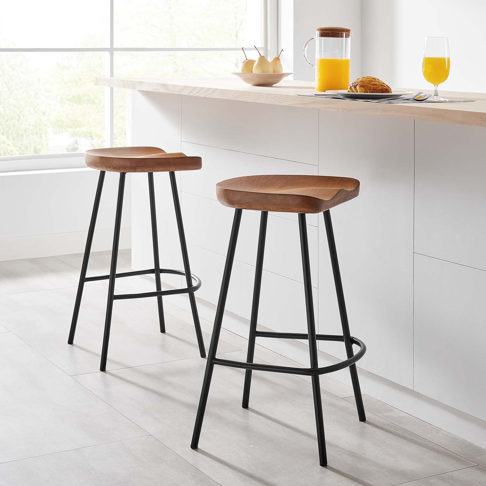 Concord Backless Wood Counter Stools - Set of 2 - East Shore Modern Home Furnishings
