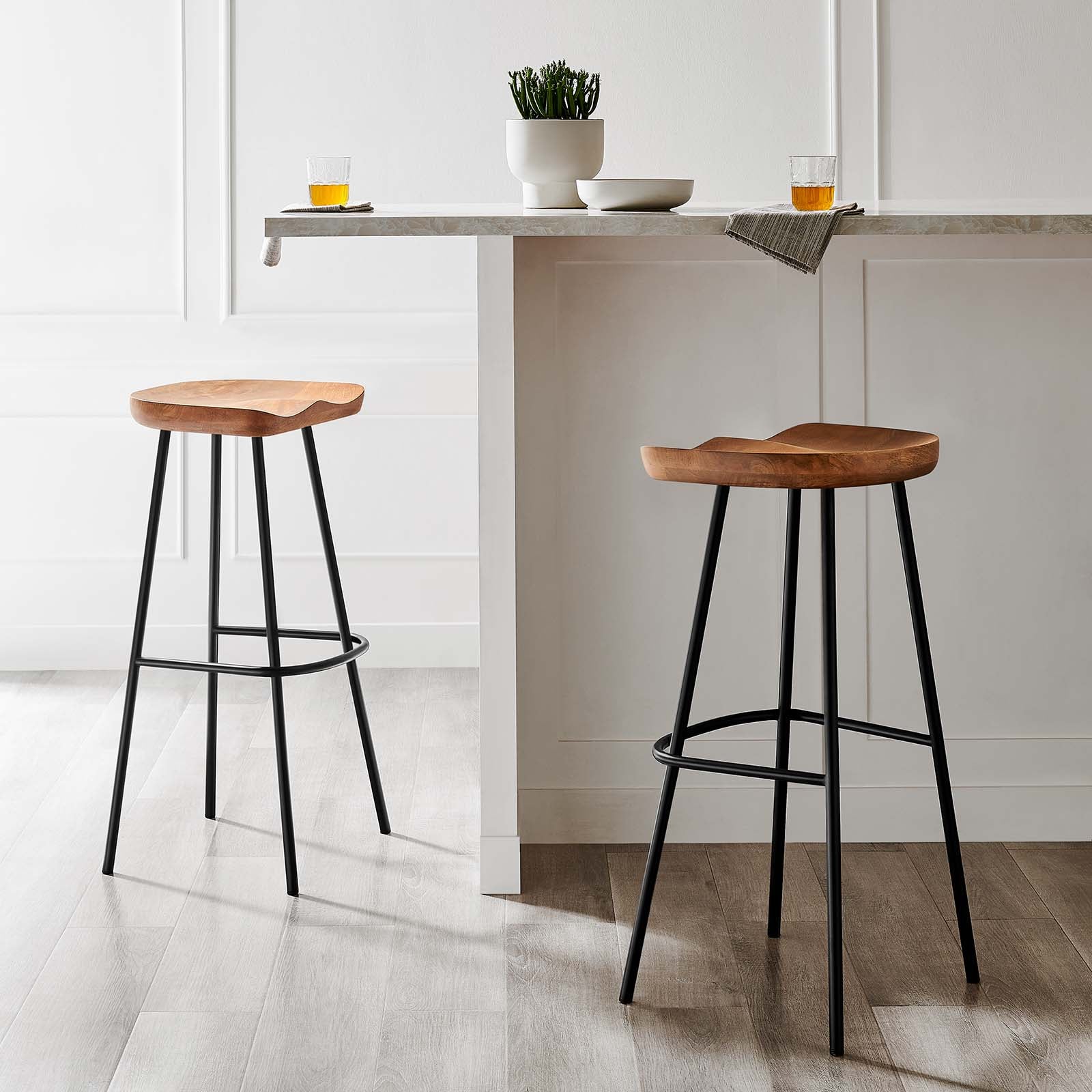 Concord Backless Wood Bar Stools - Set of 2 - East Shore Modern Home Furnishings