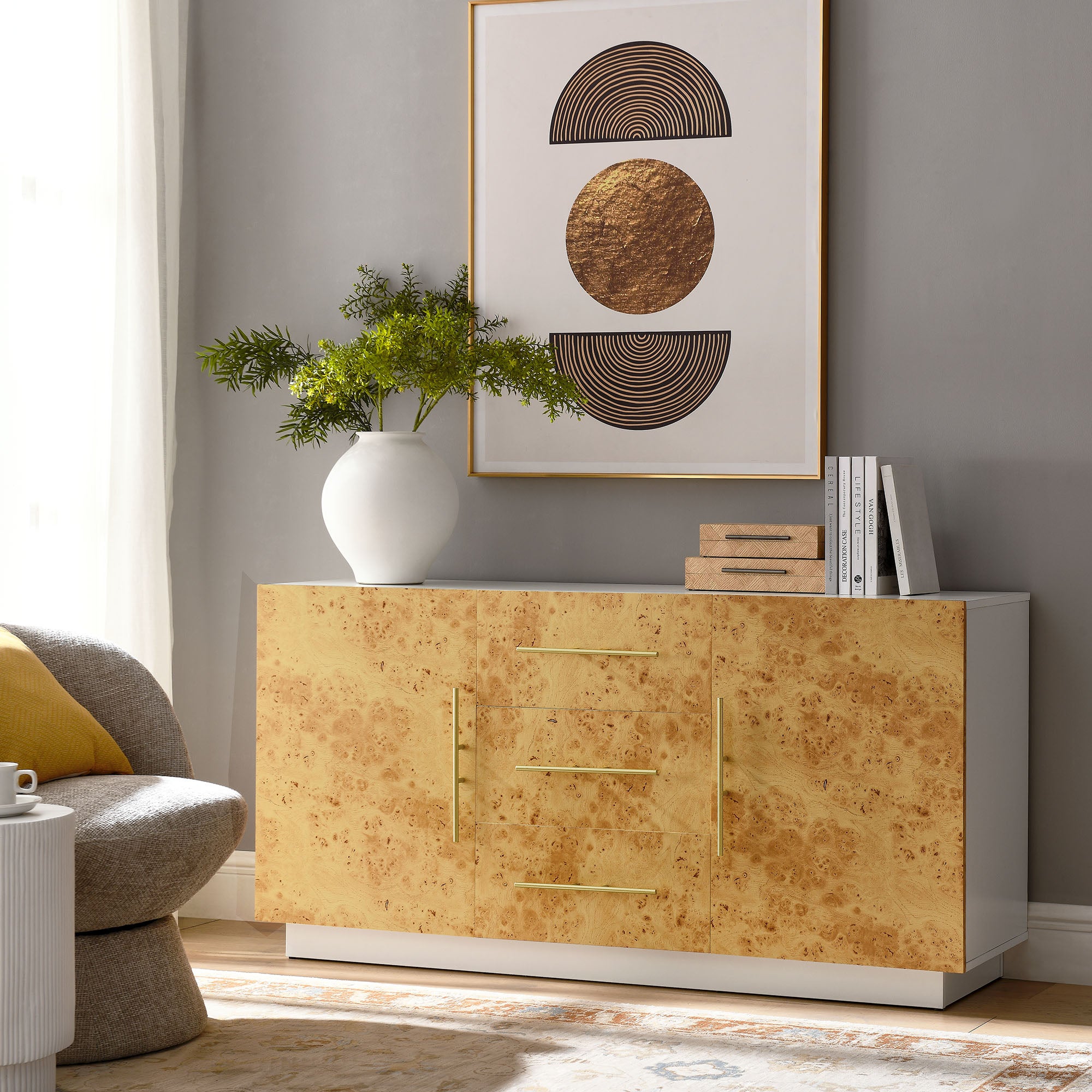 Abel 59 Inch Burl Wood Sideboard Buffet TV Stand by Modway - East Shore Modern Home Furnishings