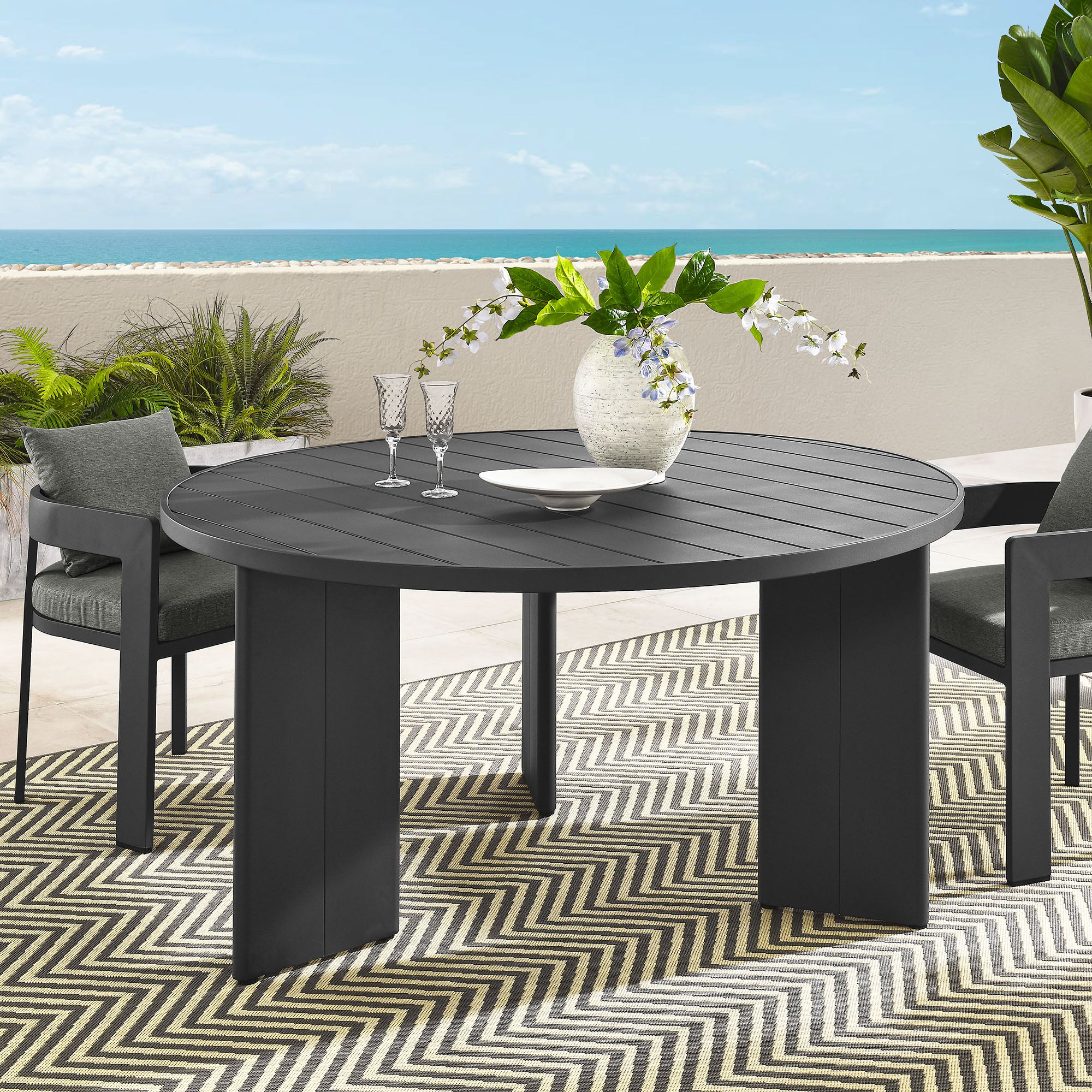 Tahoe Round Outdoor Patio Aluminum Dining Table by Modway - East Shore Modern Home Furnishings