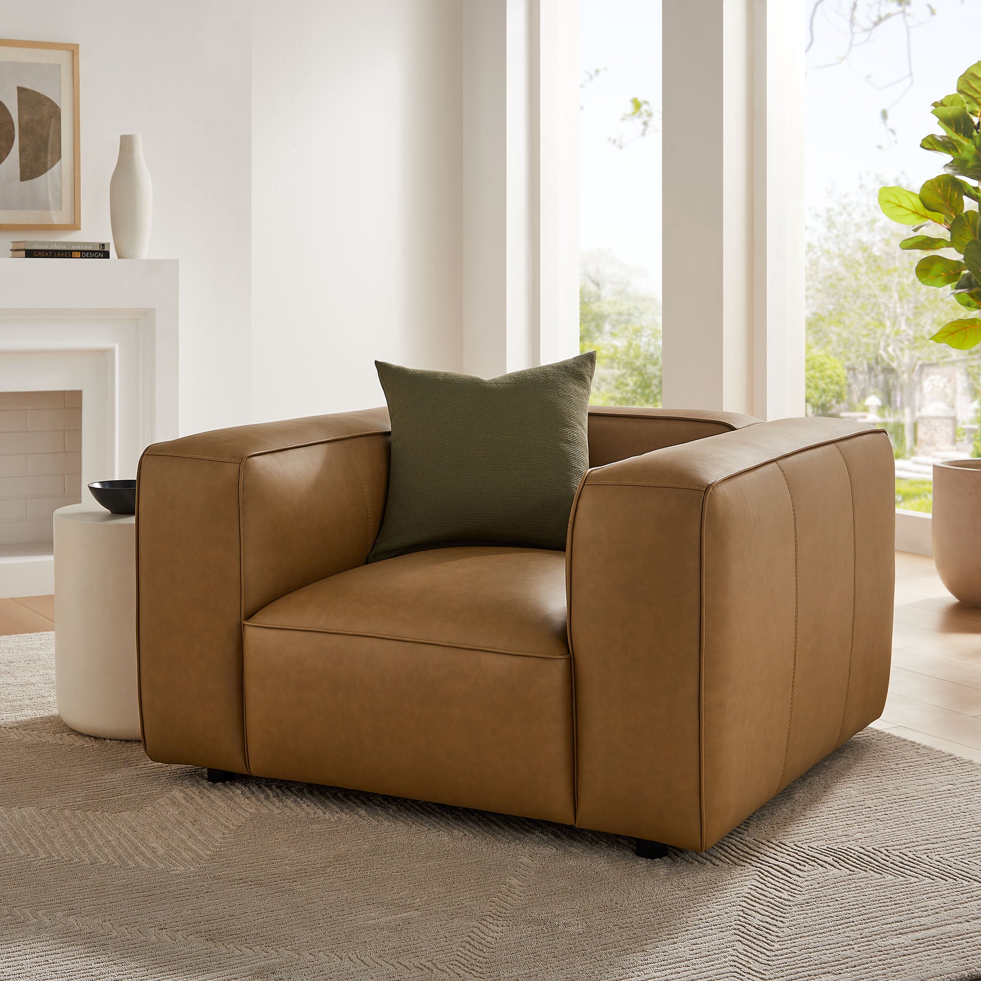 Auren Upholstered Vegan Leather Modular Armchair by Modway - East Shore Modern Home Furnishings
