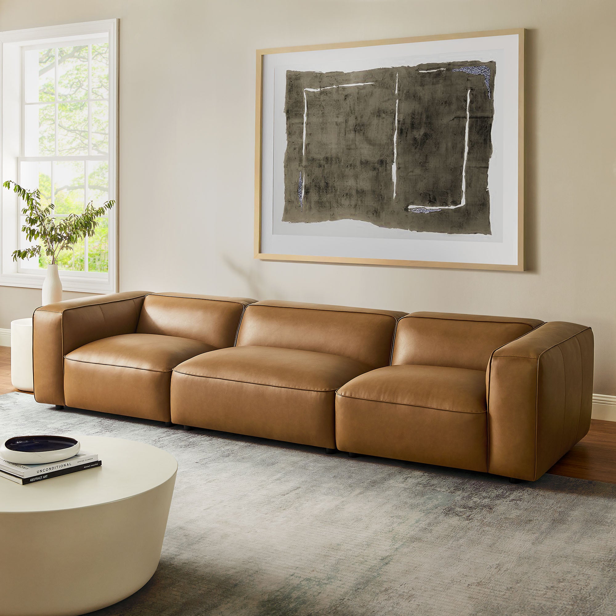 Auren 3-Piece Upholstered Vegan Leather Modular Sofa by Modway