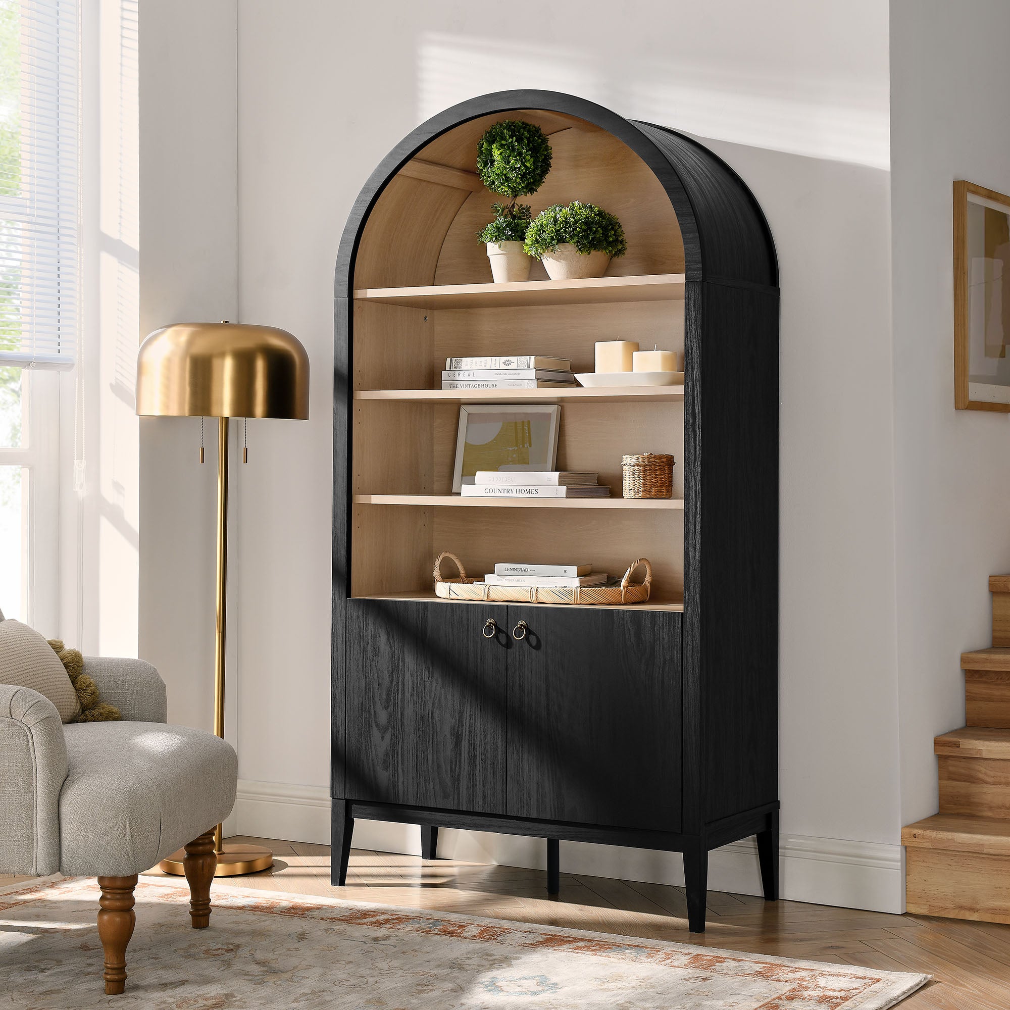 Nolan 74" Tall Wide Arched Storage Display Cabinet Bookshelf by Modway - East Shore Modern Home Furnishings