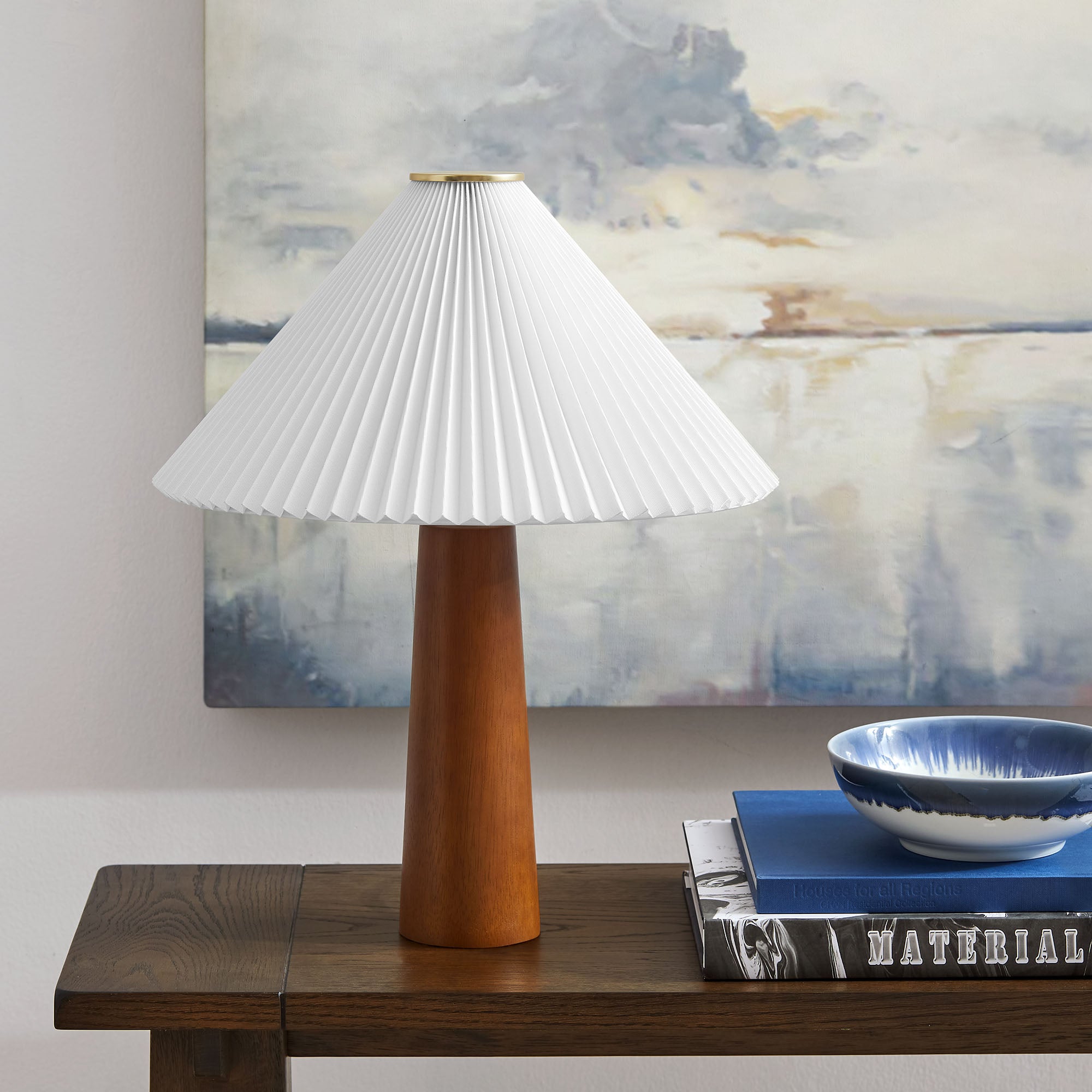 Jessica Wooden Base Table Lamp With Pleated Fabric Shade by Modway - East Shore Modern Home Furnishings