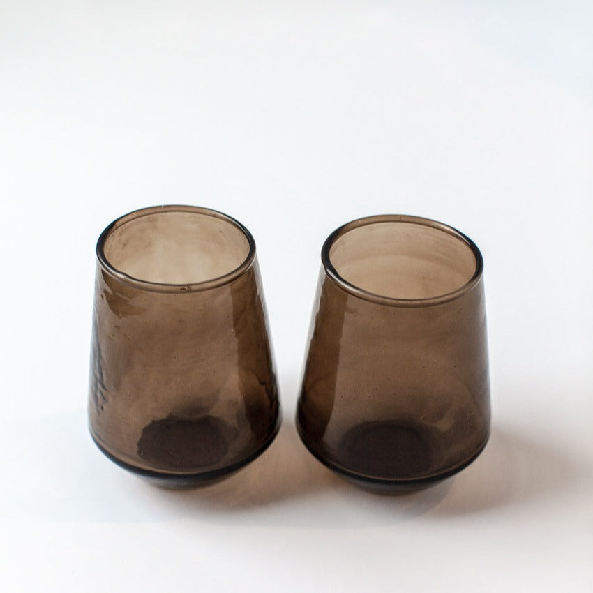 Handblown Hammered Glass Water Tumbler, Smoke - set of 4 - East Shore Modern Home Furnishings