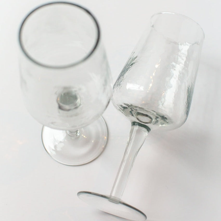 Handblown Hammered Wine Glasses, Clear - set of 4 - East Shore Modern Home Furnishings