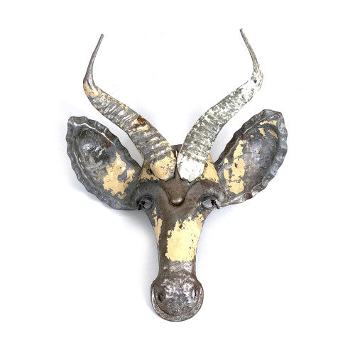 Springbok Animal Mask - Recycled Metal Wall Art - East Shore Modern Home Furnishings