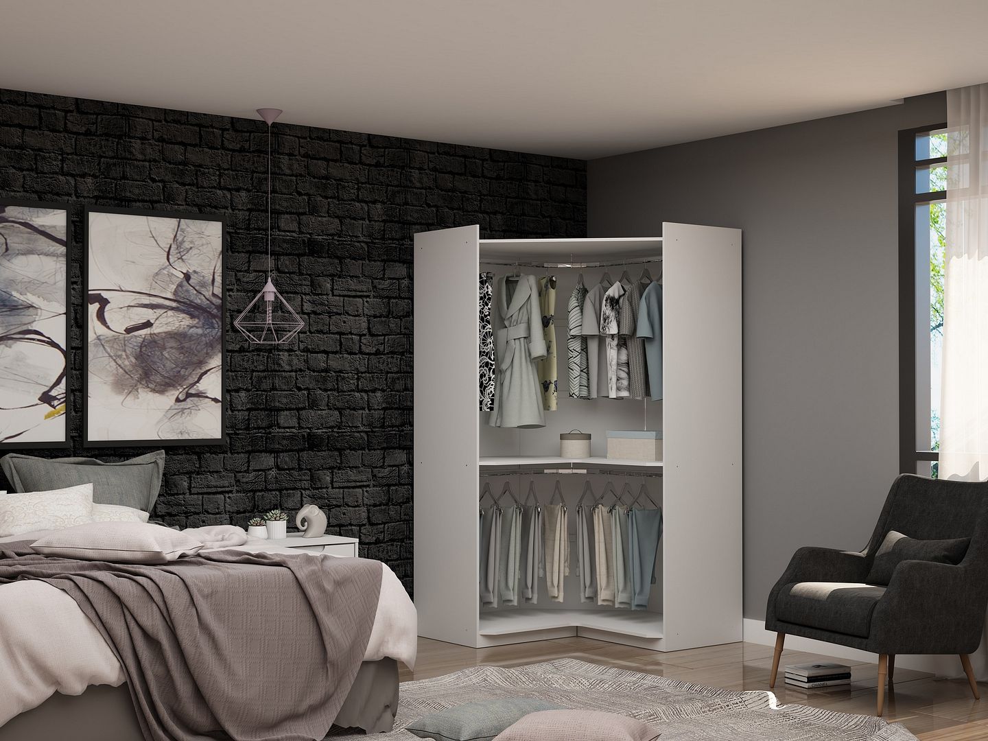 Mulberry Open Corner Closet - East Shore Modern Home Furnishings