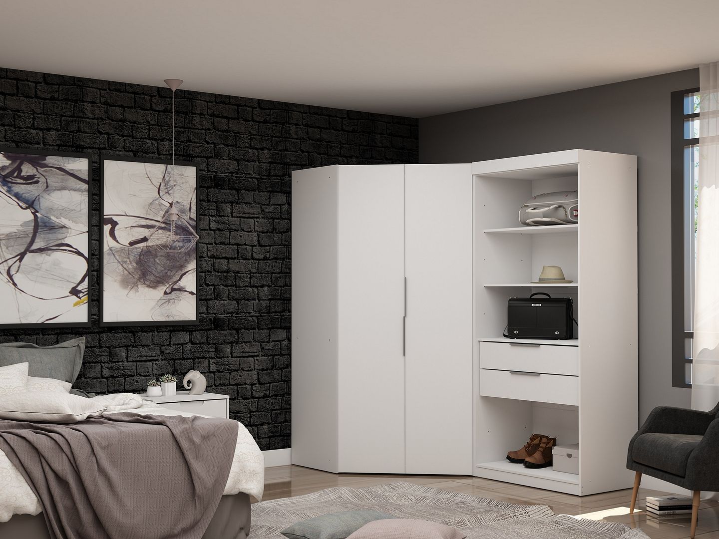 Mulberry 2.0 Semi Open 2 Sectional Corner Closet - Set of 2 - East Shore Modern Home Furnishings