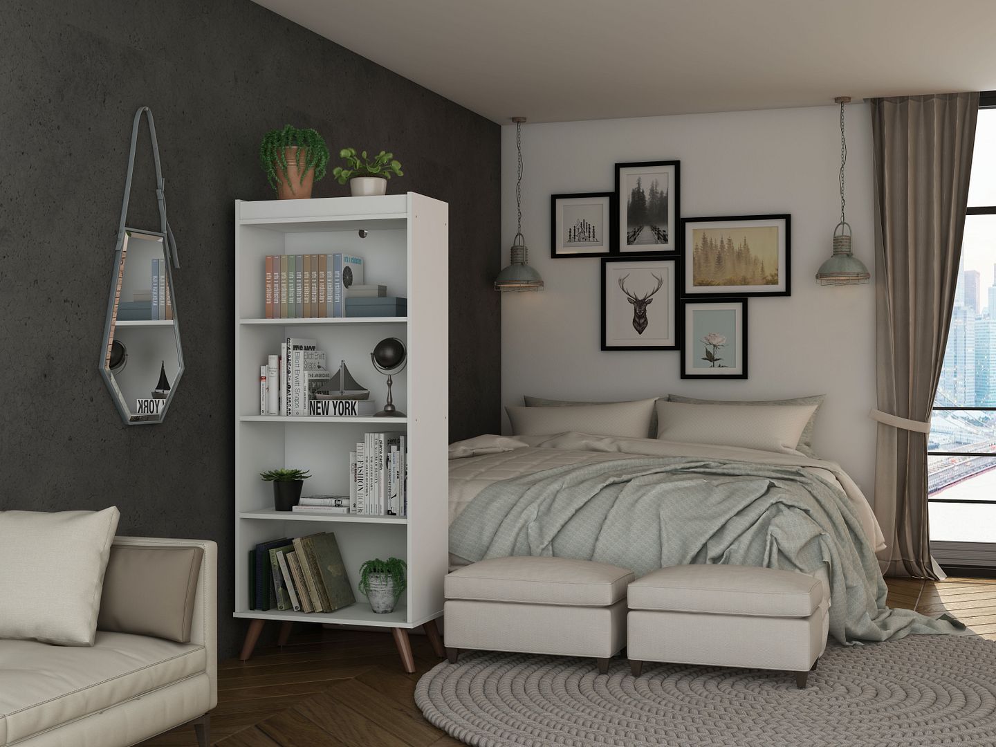 Hampton 4-Tier Bookcase - East Shore Modern Home Furnishings