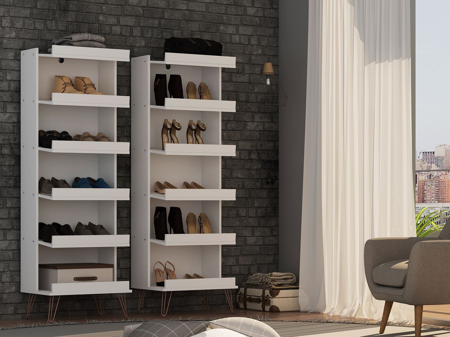 Rockefeller 2-Piece Shoe Closet - East Shore Modern Home Furnishings