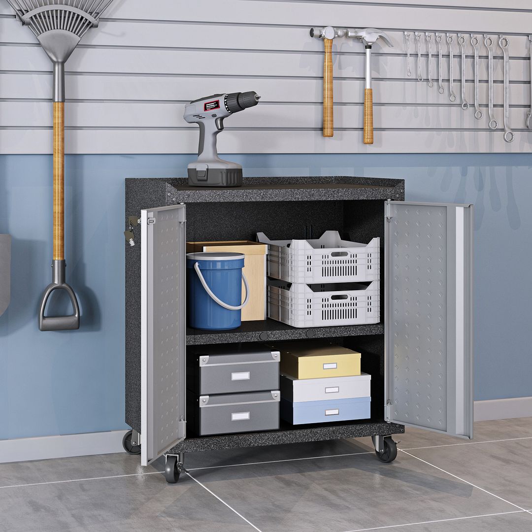 3-Piece Fortress Mobile Garage Cabinet and Worktable 1.0 - East Shore Modern Home Furnishings