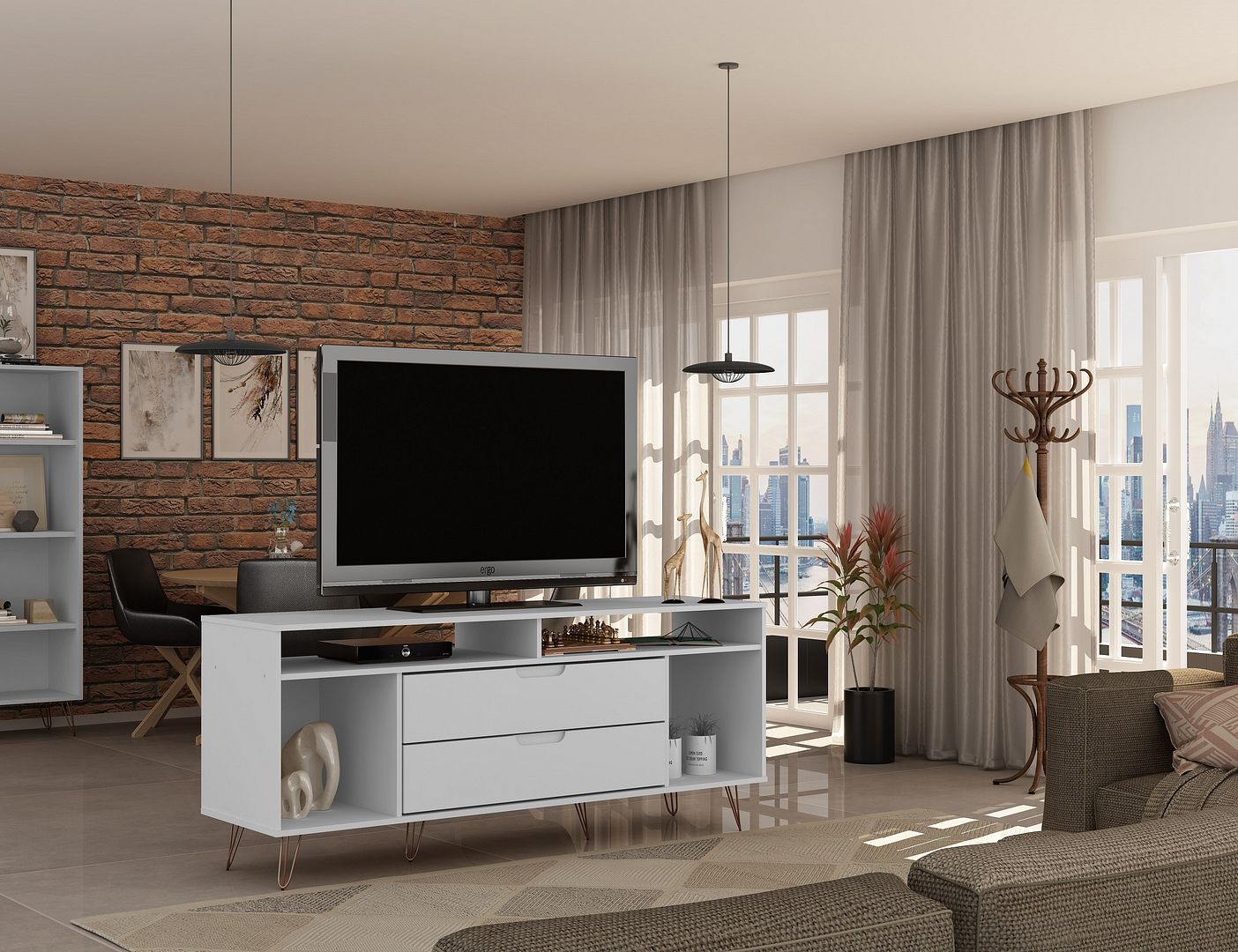 Rockefeller 4-Piece TV Stand Living Room Set - East Shore Modern Home Furnishings