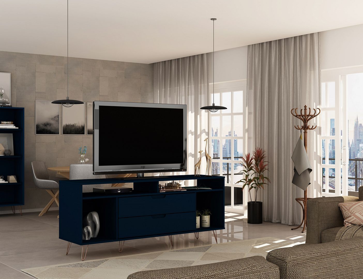 Rockefeller 4-Piece TV Stand Living Room Set - East Shore Modern Home Furnishings
