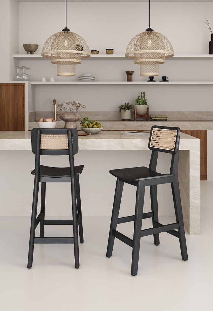 Versailles Cane Counter Stool - Set of 2 - East Shore Modern Home Furnishings