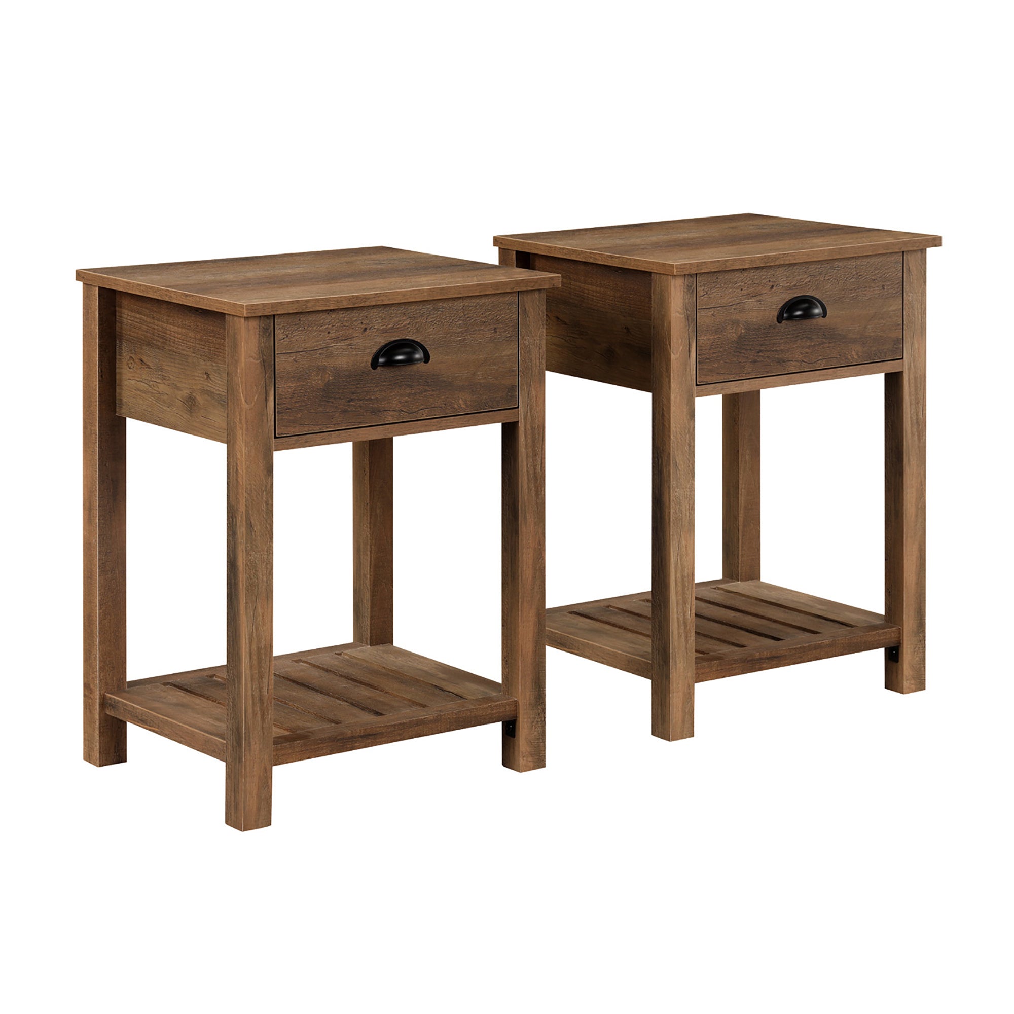 18" Country Farmhouse Single Drawer Side Table Set - East Shore Modern Home Furnishings