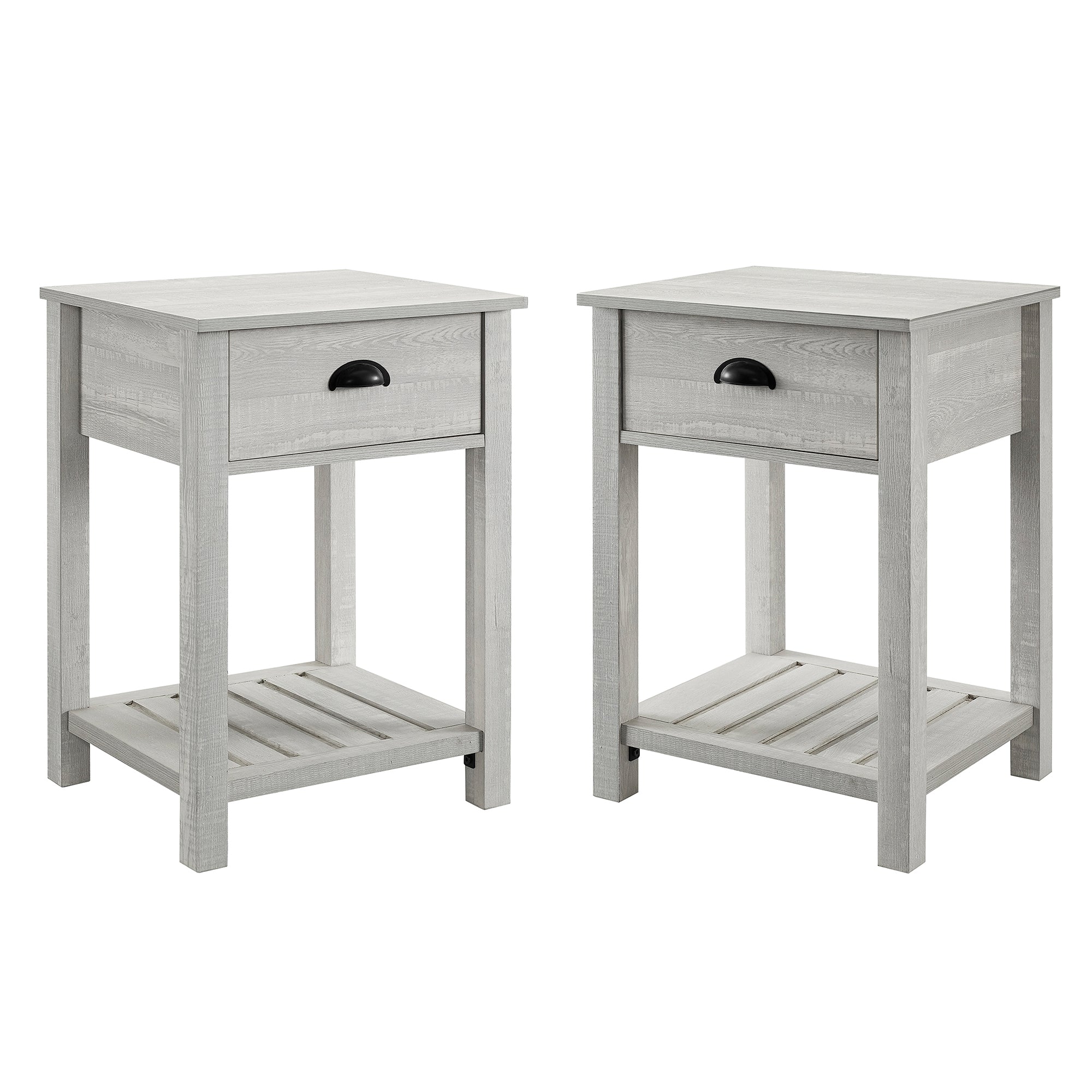 18" Country Farmhouse Single Drawer Side Table Set - East Shore Modern Home Furnishings