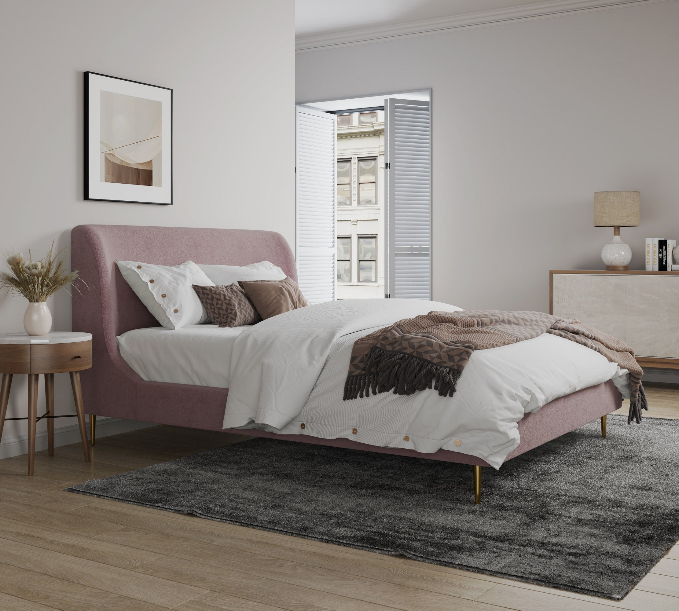Heather Velvet Platform Bed Frame - East Shore Modern Home Furnishings