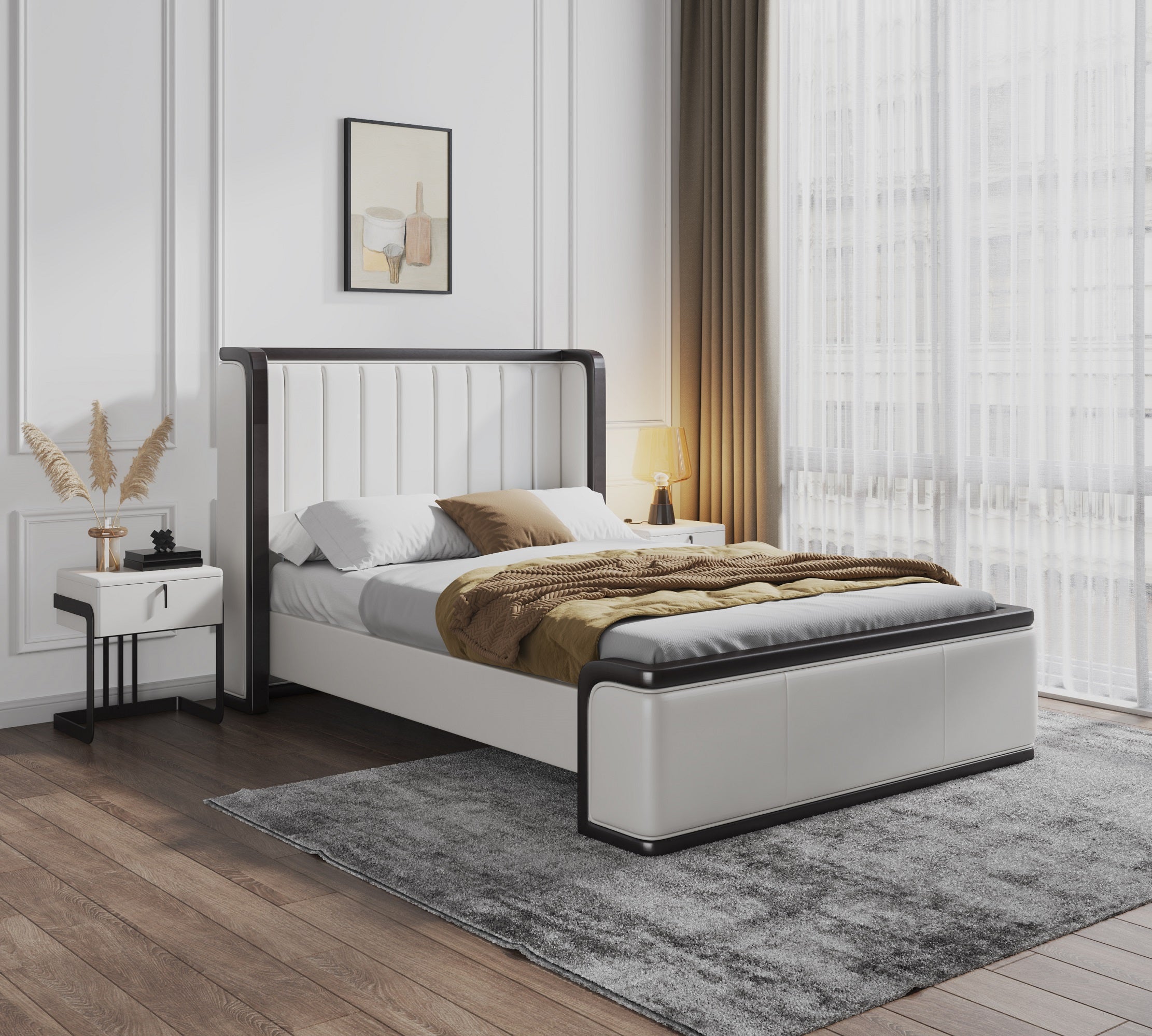 Kingdom Faux Leather Platform Bed Frame