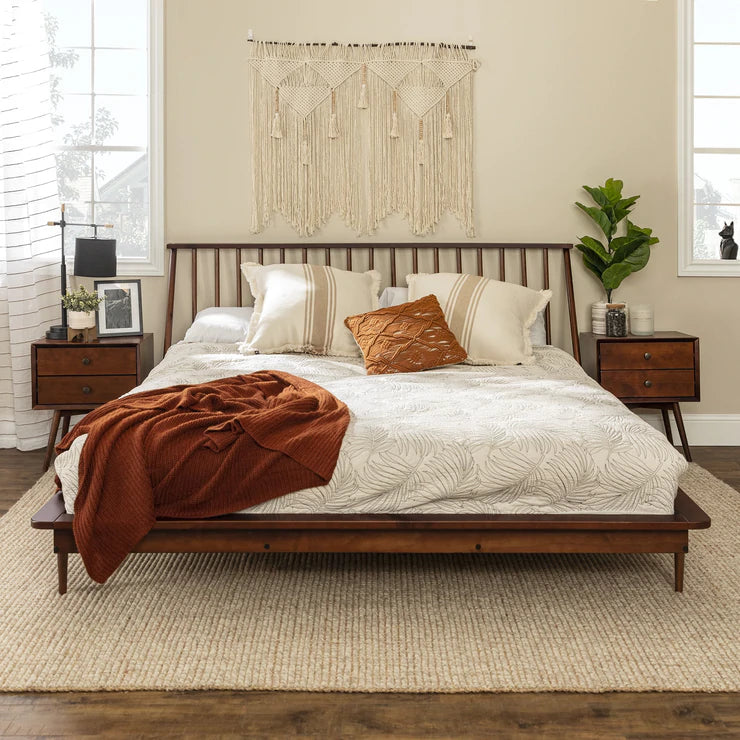 King Mid Century Solid Wood Spindle Platform Bed - East Shore Modern Home Furnishings