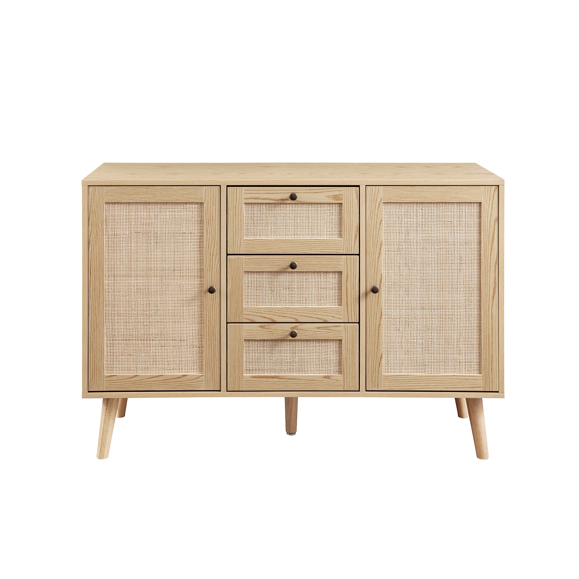 Boho 3 Drawer Solid Wood and Rattan Sideboard - East Shore Modern Home Furnishings