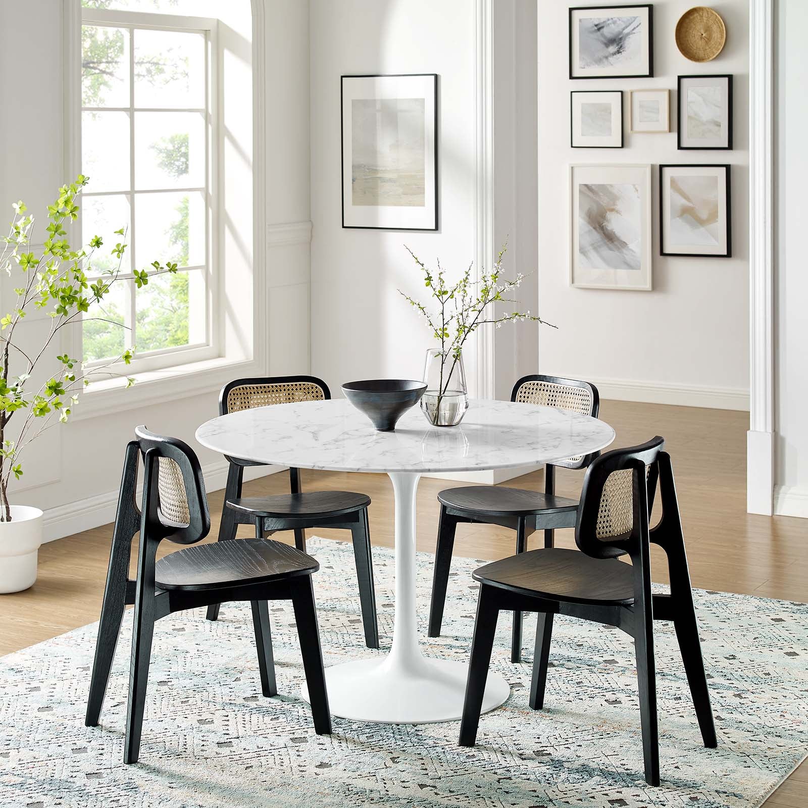 Lippa 47" Round Artificial Marble Dining Table - East Shore Modern Home Furnishings