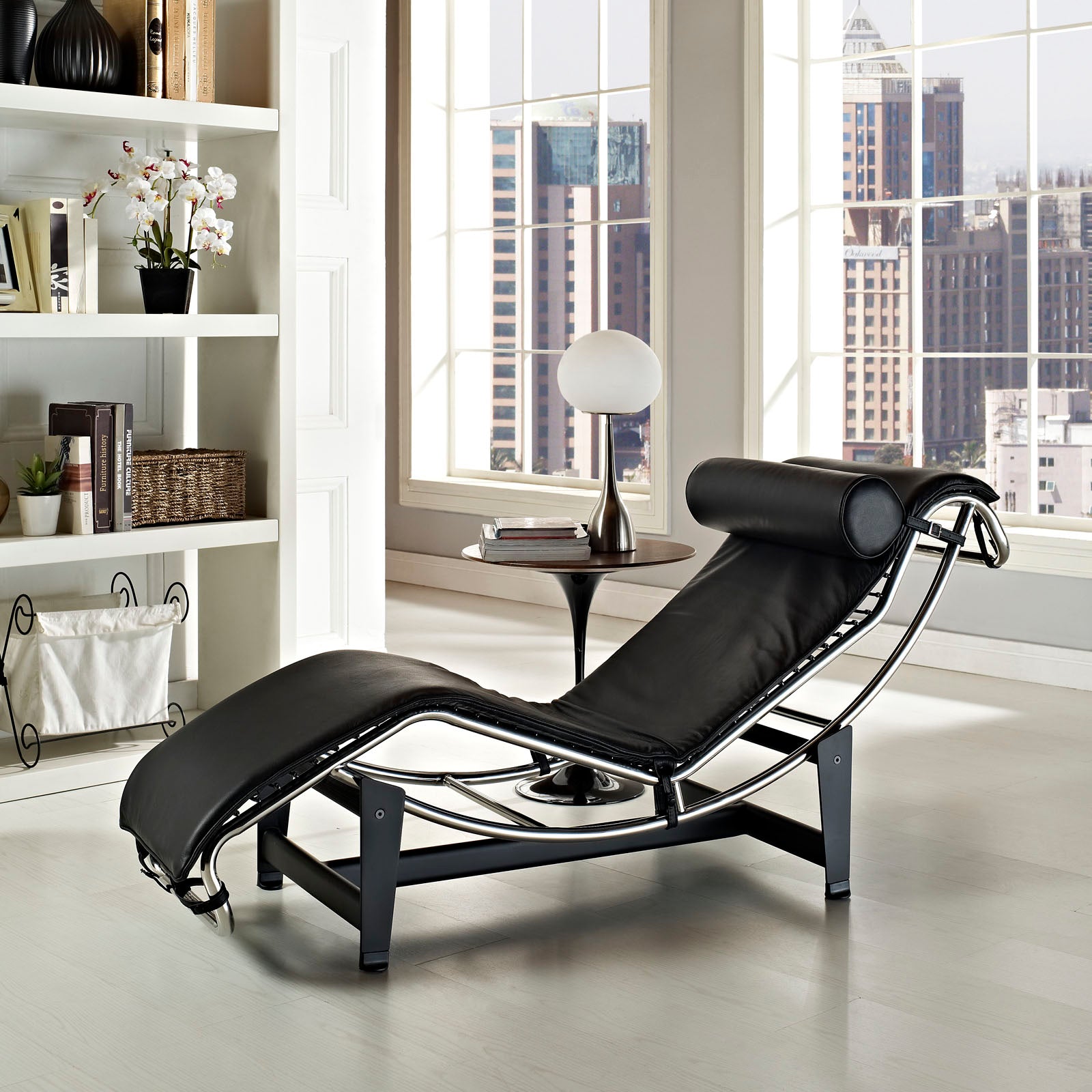 Charles Leather Chaise Lounge - East Shore Modern Home Furnishings