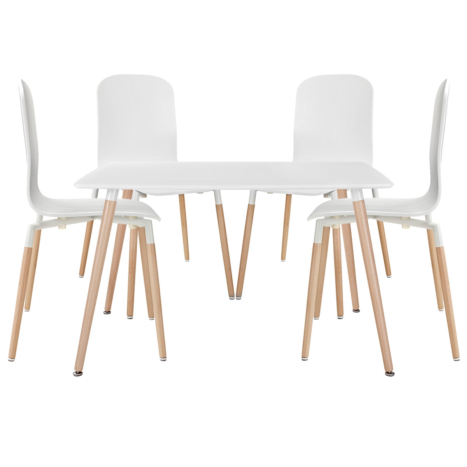 Stack Dining Chairs and Table Wood Set of 5 - East Shore Modern Home Furnishings