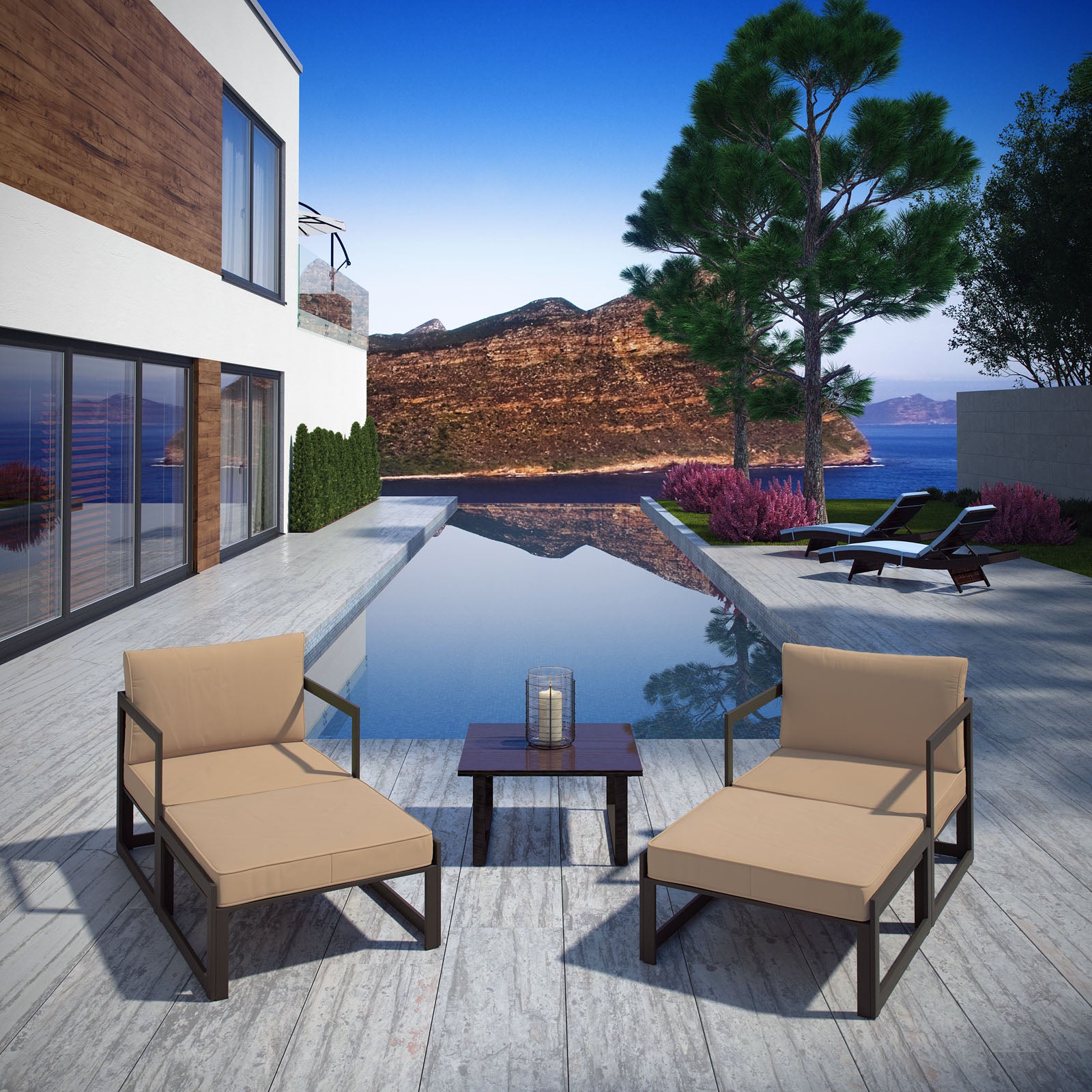 Fortuna 5 Piece Outdoor Patio Sectional Sofa Set - East Shore Modern Home Furnishings