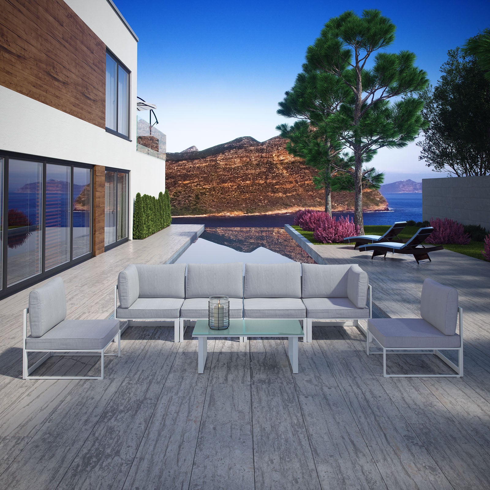 Fortuna 7 Piece Outdoor Patio Sectional Sofa Set - East Shore Modern Home Furnishings
