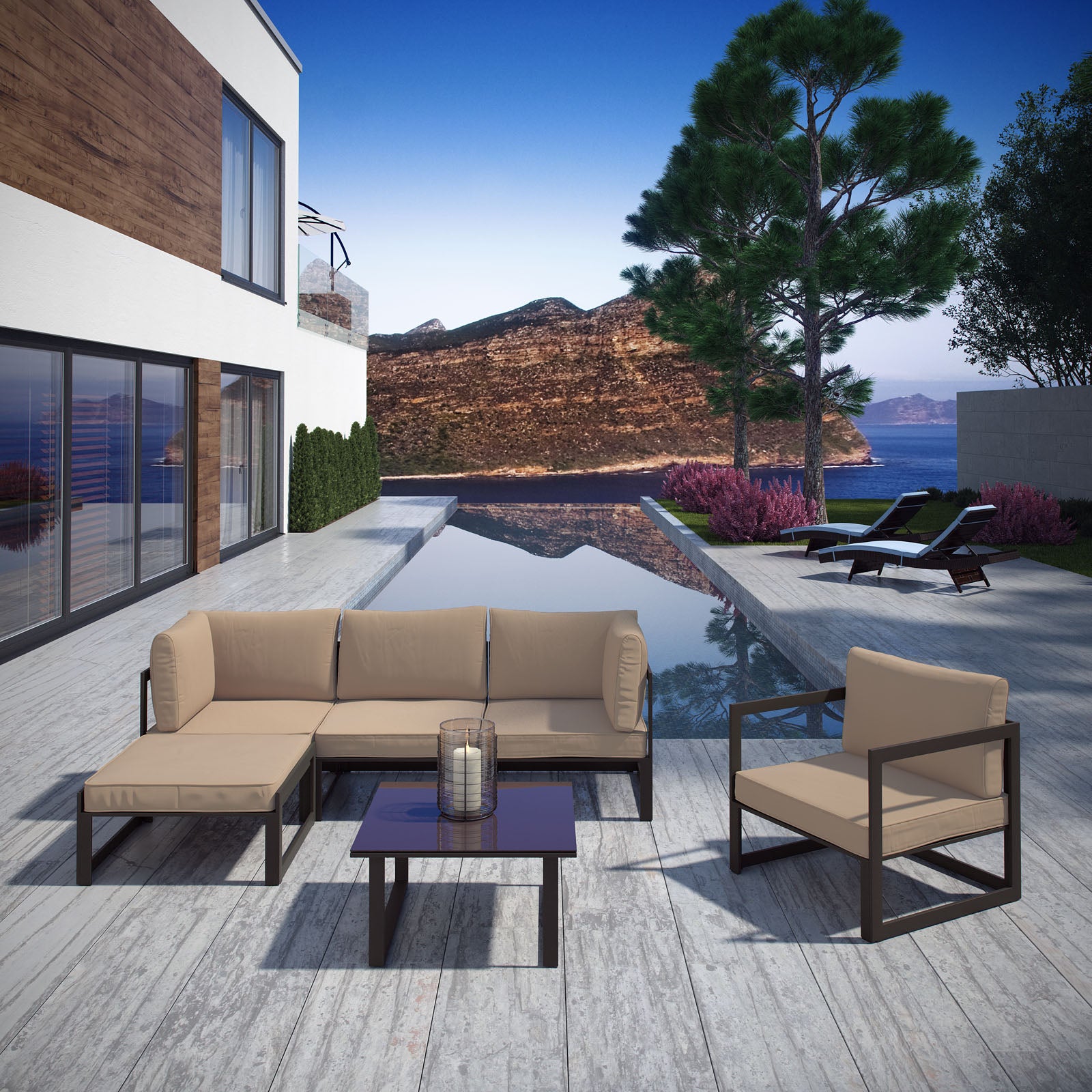 Fortuna 6 Piece Outdoor Patio Sectional Sofa Set - East Shore Modern Home Furnishings