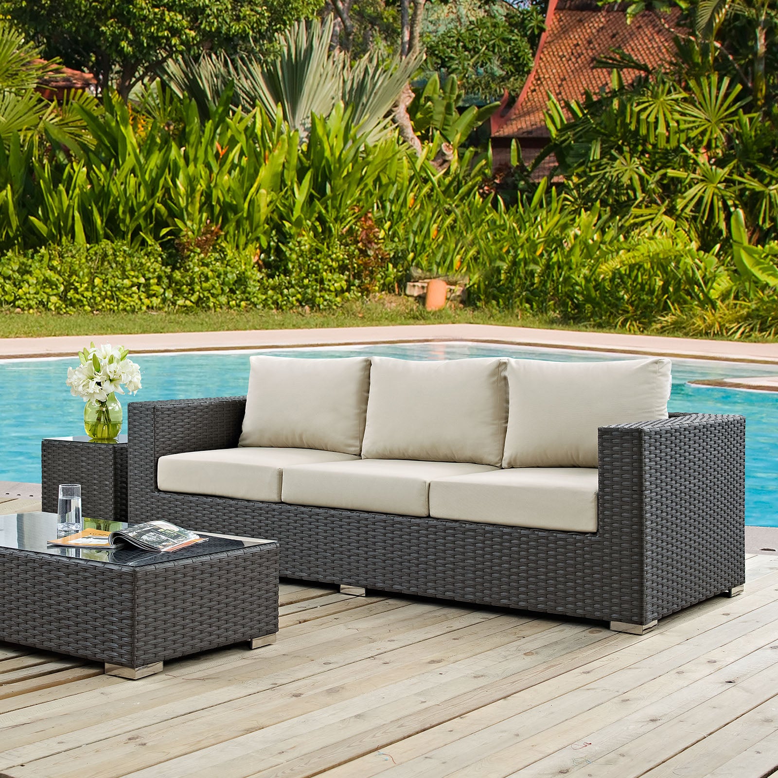Sojourn Outdoor Patio Sunbrella® Sofa - East Shore Modern Home Furnishings