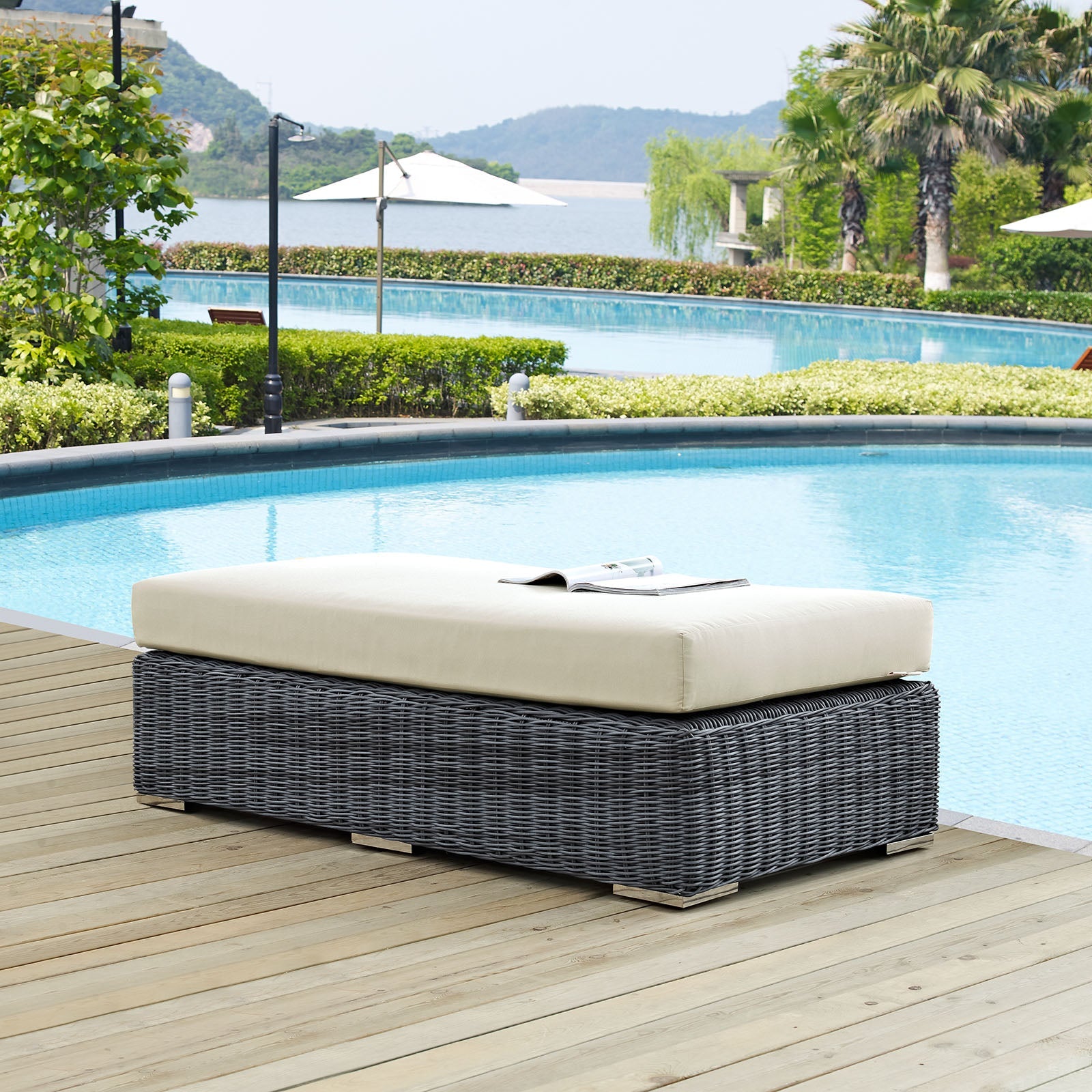 Summon Outdoor Patio Sunbrella® Rectangle Ottoman - East Shore Modern Home Furnishings