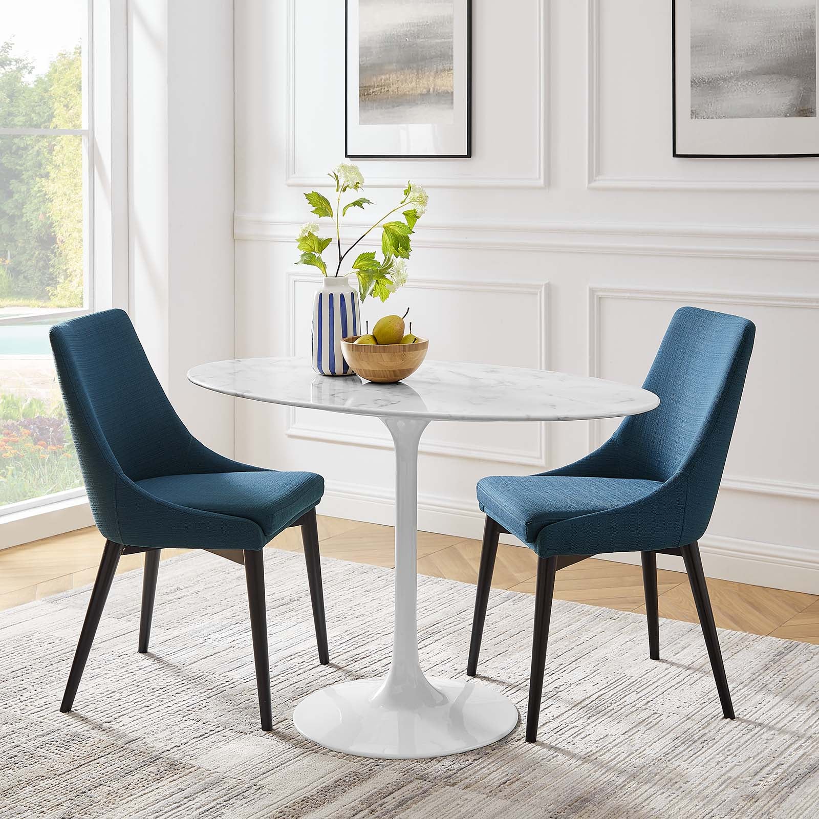 Lippa 48" Oval Artificial Marble Dining Table - East Shore Modern Home Furnishings